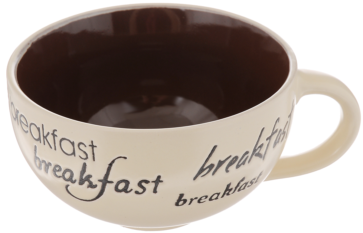 Чашка Wing Star Breakfast, цвет: бежевый, коричневый, 420 млLJ3452-1203_бежевый, коричневый Чашка Wing Star Breakfast, цвет: бежевый, коричневый, 420 млLJ3452-1203_бежевый, коричневыйЧашка Wing Star Breakfast изготовлена из высококачественной керамики с оригинальным принтом в виде надписей. При изготовлении использовался рельефный способ нанесения декора, когда рельефная поверхность подготавливается в процессе формовки, и изделие обрабатывается с уже готовым декором. Благодаря этому достигается эффект неровного на ощупь рисунка, как бы утопленного внутрь глазури и являющегося его естественным элементом. Такая чашка прекрасно подойдет для горячих и холодных напитков. Она дополнит коллекцию вашей кухонной посуды и будет служить долгие годы. Можно использовать в посудомоечной машине и СВЧ. Диаметр чашки (по верхнему краю): 11,5 см.