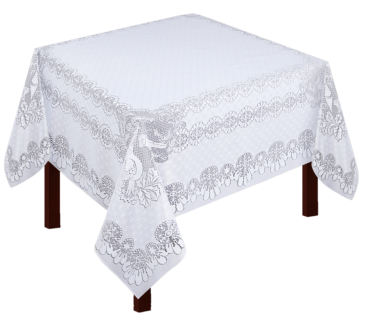 Скатерть Zlata Korunka, прямоугольная, цвет: белый, 165 х 150 см. 8002080020 Скатерть Zlata Korunka, прямоугольная, цвет: белый, 165 х 150 см. 8002080020Великолепная скатерть Zlata Korunka, выполненная из полиэстера жаккардового переплетения, органично впишется в интерьер любого помещения, а оригинальный дизайн удовлетворит даже самый изысканный вкус. Изделие не скользит со стола, легко стирается и прослужит вам долгое время. Скатерть создаст праздничное настроение и станет прекрасным дополнением интерьера гостиной, кухни или столовой.