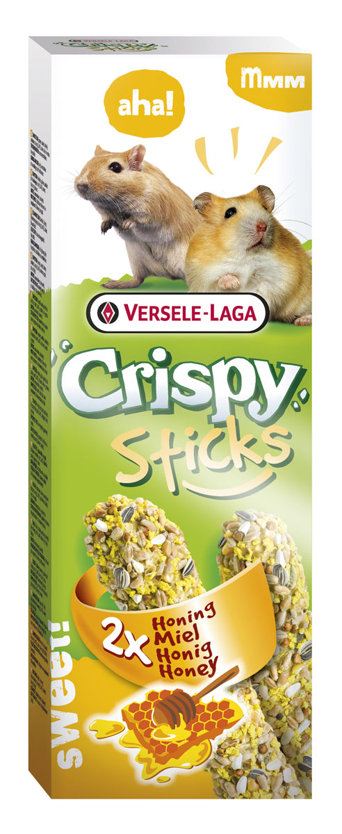 Палочки для хомяков и песчанок Versele-Laga Crispy, с медом, 2 х 55 г462069 Палочки для хомяков и песчанок Versele-Laga Crispy, с медом, 2 х 55 г462069VERSELE-LAGA палочки для хомяков и песчанок с медом 2х55 г. Палочки VERSELE-LAGA для хомяков и песчанок с медом не только вкусны, но и крайне полезны ля этих зверьков. Они разработаны специально для них и учитывают пищевые привычки и предпочтения животных. Можно использовать в качестве угощения или как дополнительный корм. В упаковке 2 палочки. Вес 1 палочки: 55 г. Состав: Злаковые, семена, пекарские продукты, мед, различные сахара, масла и жиры.