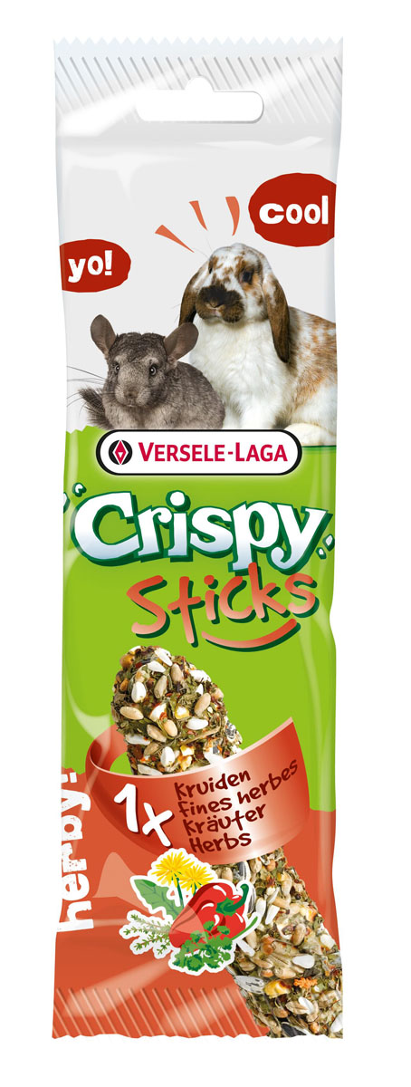 Палочка для кроликов и шиншилл Versele-Laga Crispy с травами, 1 х 55 г462075 Палочка для кроликов и шиншилл Versele-Laga Crispy с травами, 1 х 55 г462075VERSELE-LAGA палочка для кроликов и шиншилл с травами 1х55 г. Палочки VERSELE-LAGA для кроликов и шиншилл с травами – настоящая радость и вкусное развлечение для зверьков. В палочки добавлены паприка, тимьян, одуванчик и петрушка. Эти компоненты не просто придают палочкам пикантный вкус, но и положительно влияют на здоровье ваших любимцев. В упаковке 2 палочки. Состав: Злаковые, семена, мед, различные сахара, паприка, одуванчик, тимьян, петрушка, масла и жиры.