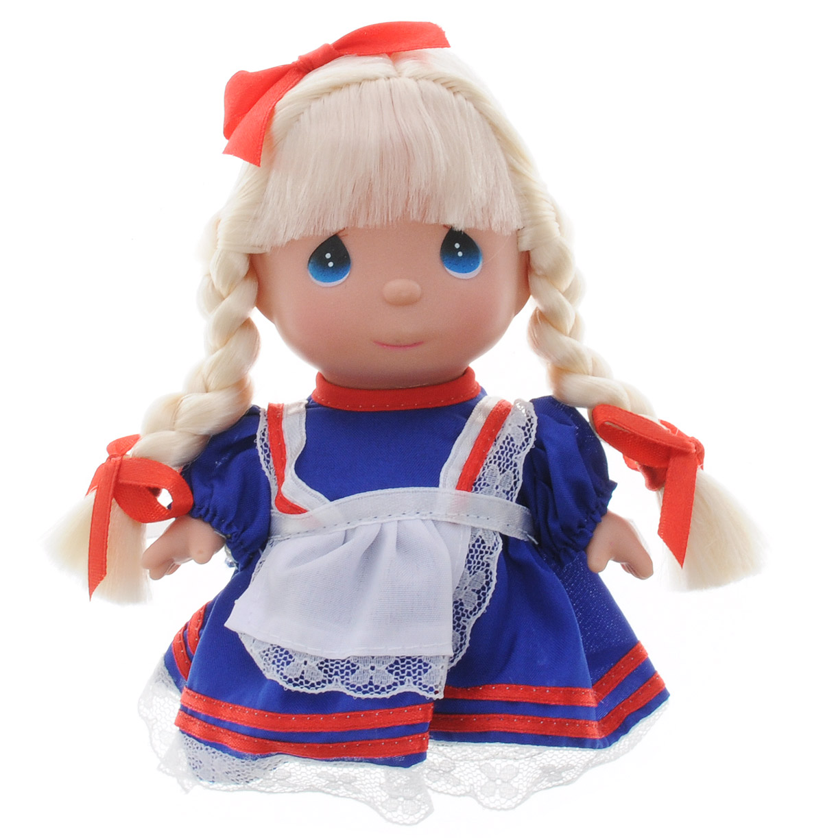 Precious Moments Мини-кукла Алиса5282 Precious Moments Мини-кукла Алиса5282Какие же милые эти куколки Precious Moments. Создатель этих очаровательных крошек настоящая волшебница - Линда Рик - оживила свои творения, каждая кукла обрела свой милый и неповторимый образ. Эти крошки могут сопровождать вас в чудесных странствиях и сделать каждый момент вашей жизни незабываемым! Очаровательная мини-кукла Алиса одета в русское народное платье. Длинные светлые волосы заплетены в две косички и украшены бантиками. На милом личике большие синие глазки. Благодаря играм с куклой, ваша малышка сможет развить фантазию и любознательность, овладеть навыками общения и научиться ответственности. Порадуйте свою принцессу таким прекрасным подарком!