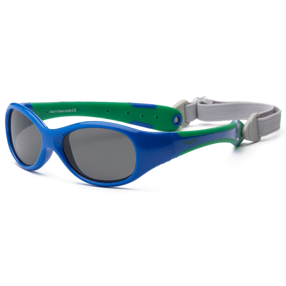 Real Kids Shades Очки солнцезащитные детские от 0 месяцев цвет синий зеленый0EXPRYGR Real Kids Shades Очки солнцезащитные детские от 0 месяцев цвет синий зеленый0EXPRYGRБезопасные солнцезащитные очки для детей с рождения Real Kids Shades 0+ 100% защита детских глаз от ультрафиолетовых лучей (UVA и UVB). Гибкая оправа Flex FitТМ, с дужками обтекаемой формы снижает до минимума риск повреждений детских глаз при одевании. Очки не сломаются, если ребенок случайно сядет на них, или потянет дужки в разные стороны Форма очков минимизирует воздействие периферийного света. Ударопрочные, травмобезопасные поликарбонатные линзы. Регулируемый, эластичный, съемный ремешок в комплекте. Очки хорошо держатся и не создают неудобств ребенку. Дети в очках Реал Кидс могут даже спать. Созданы с учетом подвижного образа жизни ребенка, Отдельное внимание уделено тому, чтобы очки хорошо сидели. Малыши могут кататься на качелях, висеть вверх ногами, плавать и играть без боязни того, что очки слетят в самый неподходящий момент. Безопасность: не содержат свинец, бисфенол-А, фталаты. Соответствуют всем международным нормам безопасности EC, Австралии, Америки, России.