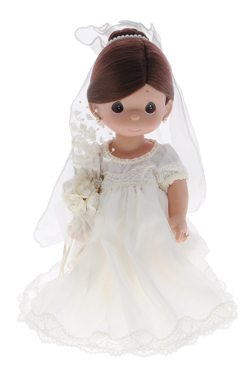 Precious Moments Кукла Зачарованные сны Невеста брюнетка4637 Precious Moments Кукла Зачарованные сны Невеста брюнетка4637Коллекция кукол Precious Moments ростом выше 30 см насчитывает на сегодняшний день более 600 видов. Куклы изготавливаются из качественного, безопасного материала и имеют пять базовых точек артикуляции. Каждый год в коллекцию добавляются все новые и новые модели. Каждая кукла имеет свой неповторимый образ и характер. Она может быть подарком на память о каком- либо событии в жизни. Куклы выполнены с любовью и нежностью, которую дарит нам известная волшебница - создатель кукол Линда Рик! Кукла Зачарованные сны. Невеста станет любимой игрушкой вашей малышки. Кукла одета в шикарное белое платье невесты, на ногах - ботиночки. В руке у куклы букет цветов. У куклы шикарные темные волосы, которые забраны вверх и украшены фатой. Дополнением к образу куколки служат серьги и колечко. На милом личике большие карие глаза. Одежда куклы съемная. Великолепное качество исполнения делают эту куколку чудесным подарком к любому празднику.