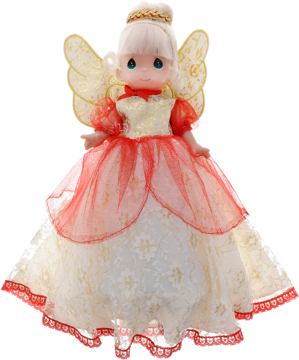 Precious Moments Кукла-украшение4696 Precious Moments Кукла-украшение4696Коллекция кукол Precious Moments насчитывает на сегодняшний день более 600 видов. Куклы изготавливаются из качественного, безопасного материала и имеют несколько базовых точек артикуляции. Каждый год в коллекцию добавляются все новые и новые модели. Каждая кукла имеет свой неповторимый образ и характер. Она может быть подарком на память о каком-либо событии в жизни. Куклы выполнены с любовью и нежностью, которую дарит нам известная волшебница - создатель кукол Линда Рик! Коллекционная кукла-украшение для рождественской ели со светлыми волосами одета в пышное золотисто-бежевое платье с красной сеточкой, цветочной вышивкой и крылышками на спине. Нижняя половина тела куклы выполнена в виде конуса, что позволяет украсить верхушку рождественского дерева. Волосы куклы украшены золотисто-красным обручем. Вся одежда съемная. Вашей дочурке непременно понравится расчесывать волосы куклы, придумывая различные прически. Кукла станет отличным подарком для девочки, великолепным...