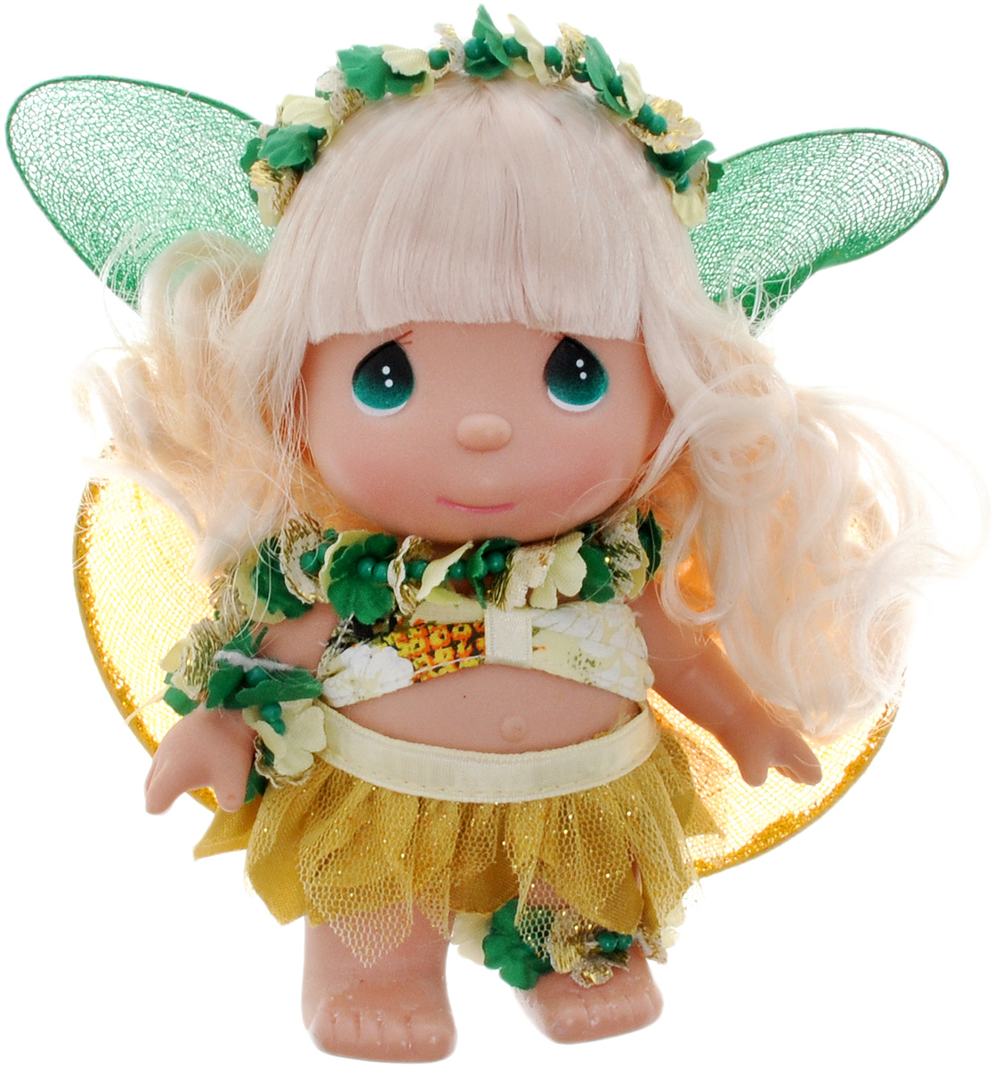 Precious Moments Мини-кукла Волшебный ананас5350 Precious Moments Мини-кукла Волшебный ананас5350Какие же милые эти куколки Precious Moments. Создатель этих очаровательных крошек настоящая волшебница - Линда Рик - оживила свои творения, каждая кукла обрела свой милый и неповторимый образ. Эти крошки могут сопровождать вас в чудесных странствиях и сделать каждый момент вашей жизни незабываемым! Мини-кукла Волшебный ананас одета в легкий костюм. На спине у куколки крылья, которые с легкостью можно отстегнуть. Светлые волосы украшены венком из цветков. У девочки большие зеленые глаза. Благодаря играм с куклой, ваша малышка сможет развить фантазию и любознательность, овладеть навыками общения и научиться ответственности. Порадуйте свою принцессу таким прекрасным подарком!