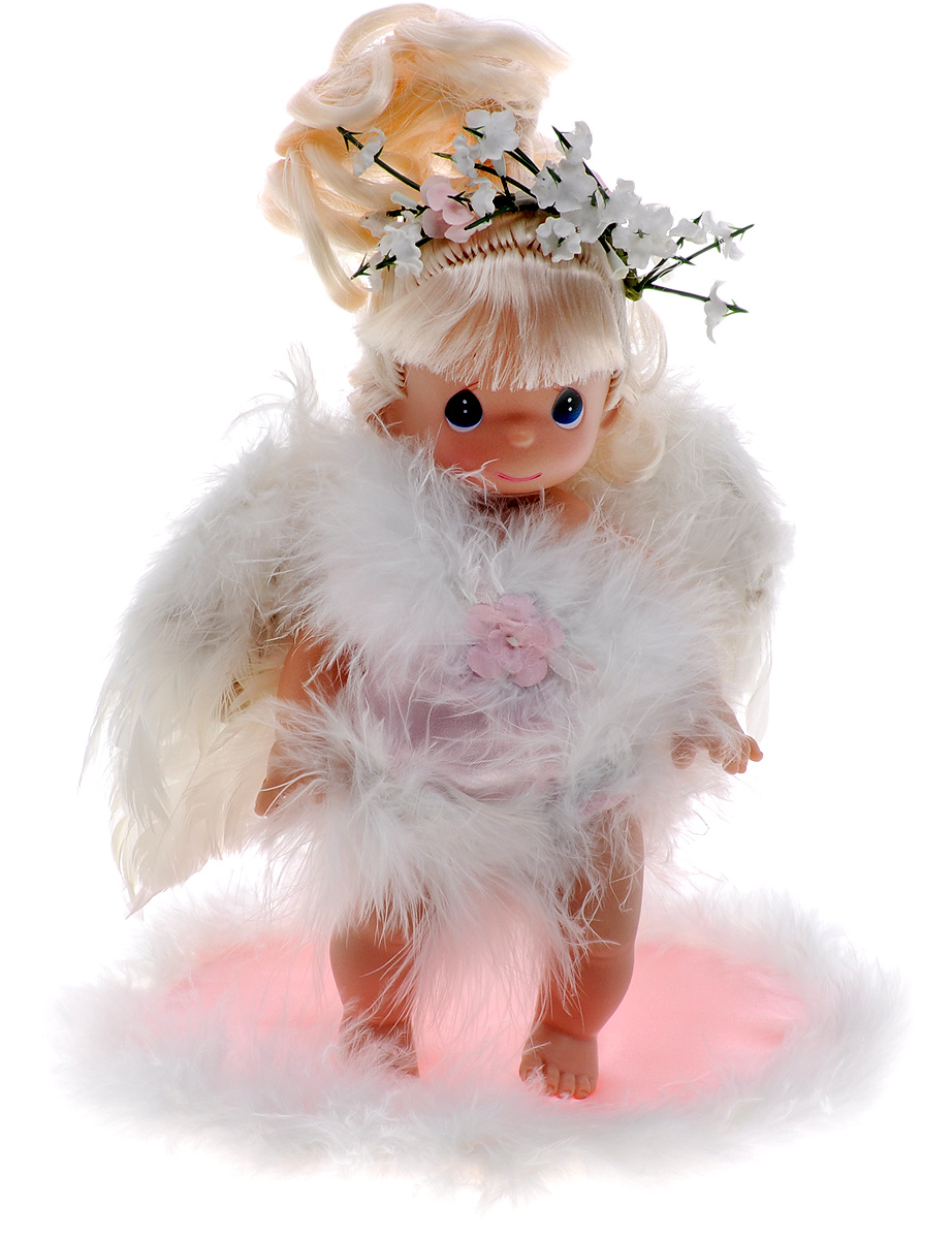 Precious Moments Мини-кукла Ангелочек блондинка2171 Precious Moments Мини-кукла Ангелочек блондинка2171Какие же милые эти куколки Precious Moments. Создатель этих очаровательных крошек настоящая волшебница - Линда Рик - оживила свои творения, каждая кукла обрела свой милый и неповторимый образ. Эти крошки могут сопровождать вас в чудесных странствиях и сделать каждый момент вашей жизни незабываемым! Очаровательная мини-кукла Ангелочек станет отличным подарком для любой девочки на день рождения или другой праздник. Куколка выполнена в виде ангела, за спиной крылья, выполненные из перьев. На милом личике большие синие глаза. В комплект с куклой входит розовое ложе ангела. Кукла не может стоять самостоятельно. Благодаря играм с куклой, ваша малышка сможет развить фантазию и любознательность, овладеть навыками общения и научиться ответственности. Порадуйте свою принцессу таким прекрасным подарком!