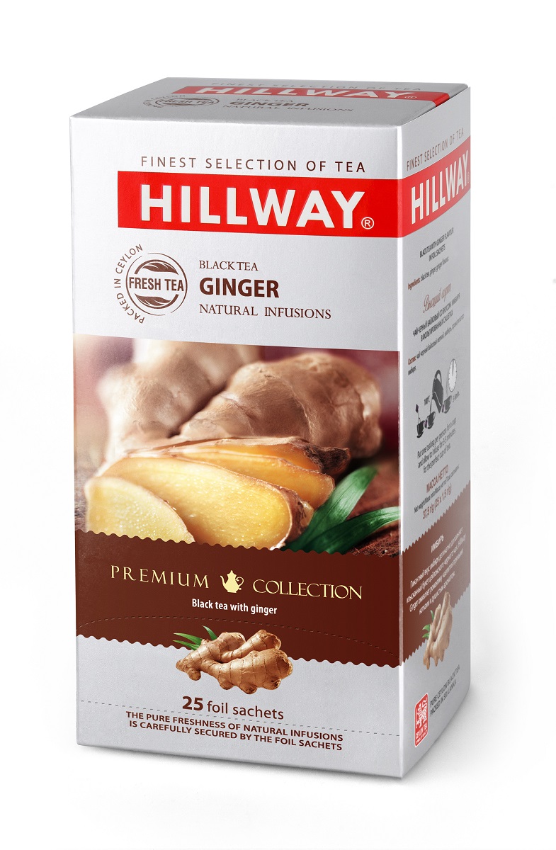 Hillway Ginder чай с имбирем в сашетах, 25 шт8886300990294 Hillway Ginder чай с имбирем в сашетах, 25 шт8886300990294Пикантный вкус имбиря деликатно дополняет изысканный букет цейлонского черного чая. Hillway Ginder оживляет романтику чаепития пряными нотками и душистым ароматом.