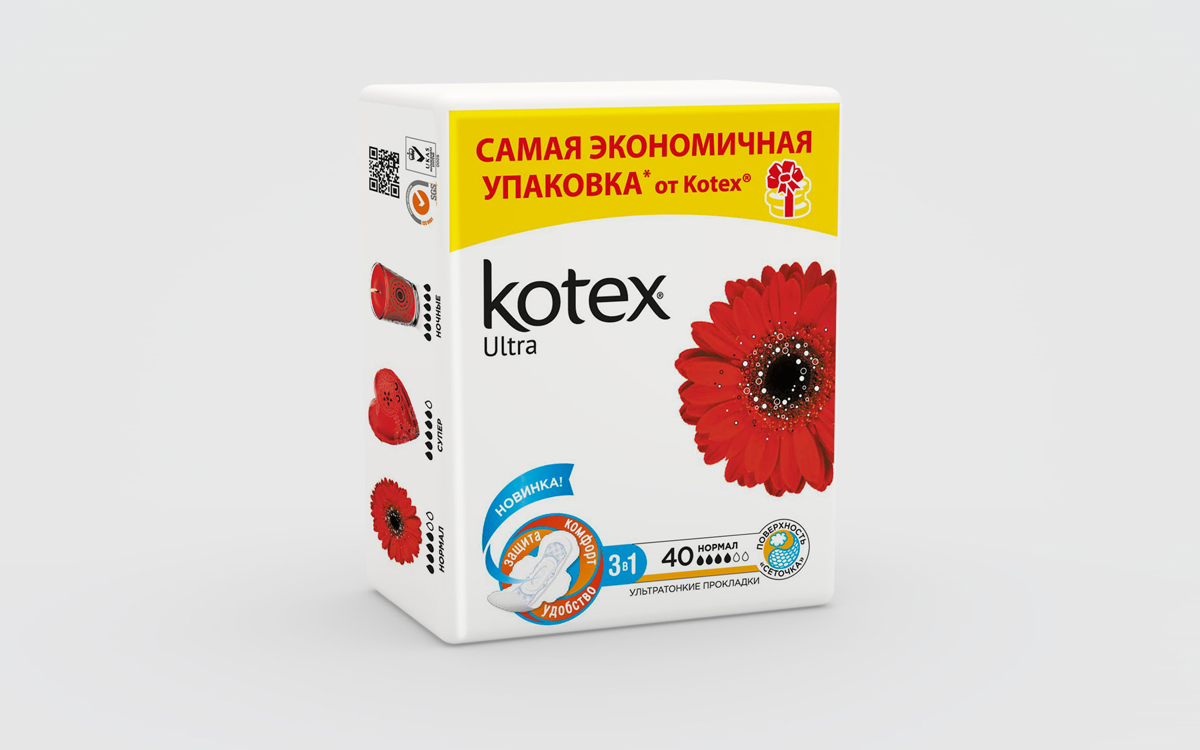 Kotex Прокладки гигиенические Ultra. Normal 40 шт26061119952 Kotex Прокладки гигиенические Ultra. Normal 40 шт26061119952Прокладки Котекс – это шесть инноваций, которые обеспечивают все грани комфорта 1. Улучшенная система быстрого впитывания Fast Absorb с новым впитывающим центром: жидкость впитывается и распределяется по нижнему слою прокладки, что способствует сухости и комфорту 2. Инновационное покрытие 2-в-1: защита и комфорт, которая сочетает в себе впитываемость «сеточки» и комфорт мягкой поверхности для комфорта кожи 3. Новые мягкие крылышки, которые лучше крепятся к белью и способствуют комфортной носке 4. Новая эстетичная форма прокладки, которая не сминается и не скручивается для еще больше комфорта 5. Новая прокладка тоньше на 1,3мм для большего комфорта 6. Современная и удобная упаковка – сумочка с затягивающимися веревочками