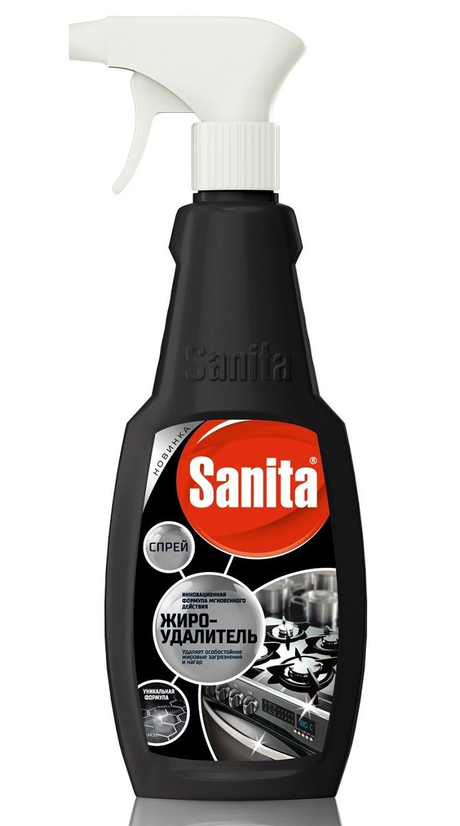 Жироудалитель Sanita, 500 мл4602984010400 Жироудалитель Sanita, 500 мл4602984010400Средство чистящее мгновенного действия Sanita спрей Жироудалитель Предназначено для удаления пригоревших пищевых загрязнений с рабочих поверхностей сковород, кастрюль, стеклокерамических плит, а также другого кухонного оборудования из стеклокерамики, нержавеющей стали, кафеля и других материалов, устойчивых к действию щелочей. Способ применения: Использовать только на охлажденных поверхностях. Распылить средство с расстояния 15-20 см на загрязненную поверхность, выдержать 20 секунд, протереть влажной тряпкой, смыть водой и протереть сухой тряпкой. В случае стойких загрязнений - повторить действие, увеличив время обработки до 1 минуты. Состав: > 5 %, но < 15 %: смесь растворителей; < 5 %: НПАВ, щелочь, ароматизирующая добавка, краситель.