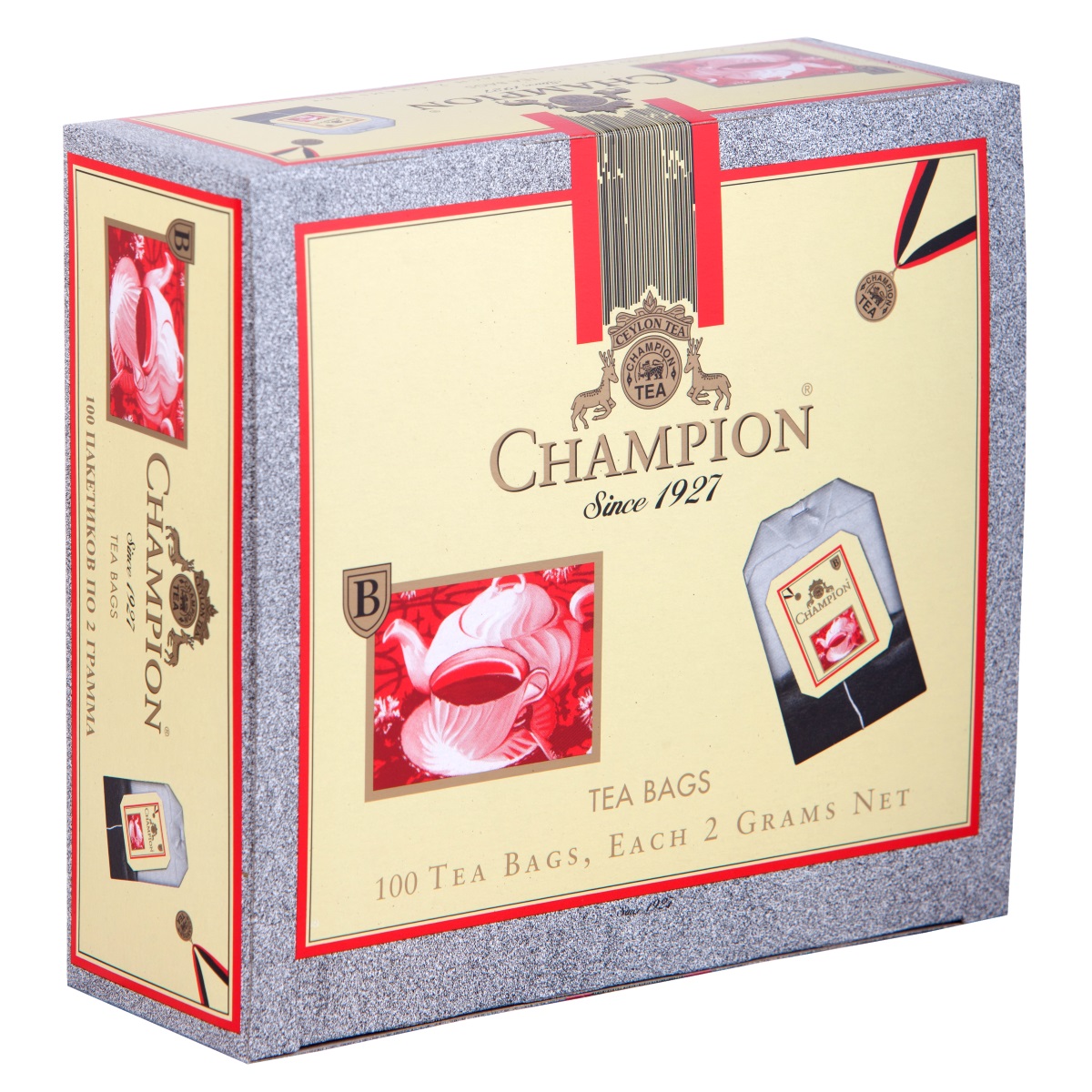 Champion черный листовой чай в пакетиках, 100 шт4607014862387 Champion черный листовой чай в пакетиках, 100 шт4607014862387Чай Чемпион с богатым вкусом, дает возможность любителям оценить настоящий вкус напитка. В его состав входит смесь лучших сортов из Индии, Цейлона и Кении.