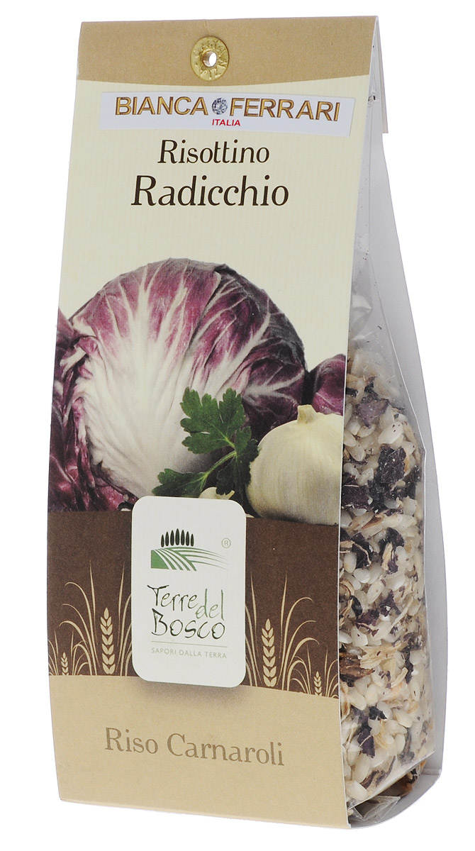Terre Del Bosco Радиккьо рис для ризотто, 250 гBF.005.RA Terre Del Bosco Радиккьо рис для ризотто, 250 гBF.005.RATerre Del Bosco Радиккьо - превосходный тонкий рис высшего сорта с луком и цикорием для ризотто. В состав входят три вида цикория: радиччио, эскариол, а также итальянский цикорий. Варить в подсоленной кипящей воде, медленно помешивая.