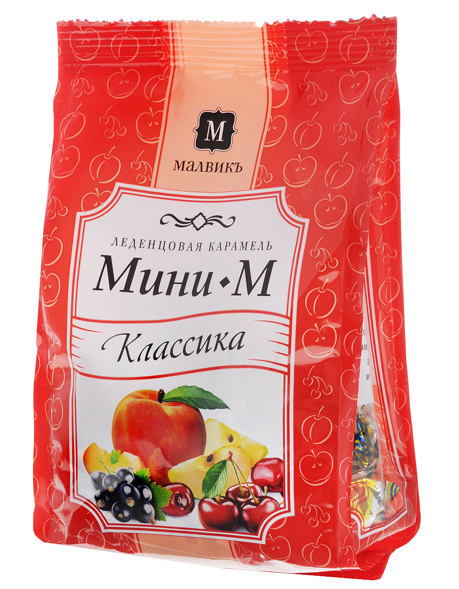 Малвикъ Мини-м Классика леденцовая карамель, 150 г14505 Малвикъ Мини-м Классика леденцовая карамель, 150 г14505Леденцовая карамель Малвикъ Мини-М - это вкусное и натуральное лакомство, наслаждаться которым можно практически бесконечно. Классическая коллекция, приготовленная по традиционным рецептам, состоит из карамели со вкусом сочной вишни, зеленого яблока, ароматного персика и черной смородины.