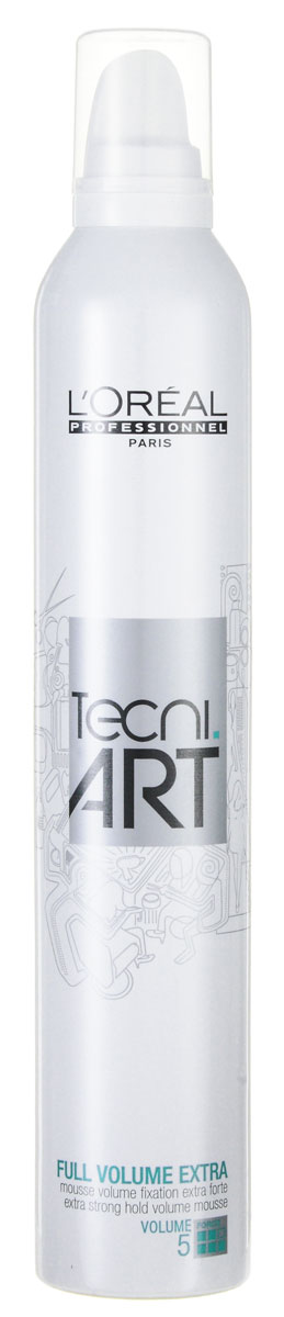 LOreal Professionnel Tecni. art Volume Мусс для объема нормальных и непослушных волос (фикс.5) 400 млE0625129 LOreal Professionnel Tecni. art Volume Мусс для объема нормальных и непослушных волос (фикс.5) 400 млE0625129Мусс от Лореаль Фулл Волюм Экстра поможет вам создать неповторимый стиль прически для нормальных или плохо укладывающихся волос. Суперлегкая текстура мусса делает волосы любого типа мягкими и эластичными. Формула Фулл Экстра Волюм с УФ-фильтрами не только позволяет уберечь ваши волосы от вредного солнечного излучения, но и защищает их от термического воздействия (сушка феном).