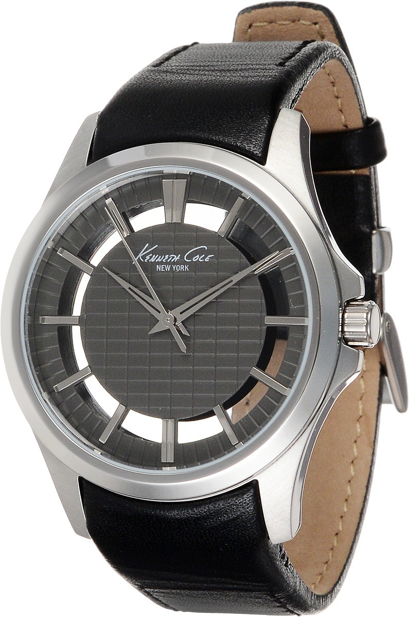 Часы мужские наручные Kenneth Cole, цвет: черный, серебристый. 1002228610022286 Часы мужские наручные Kenneth Cole, цвет: черный, серебристый. 1002228610022286Наручные мужские часы Kenneth Cole произведены опытными специалистами из материалов самого высокого качества на базе новейших технологий. Часы оснащены точным кварцевым механизмом. Корпус часов, изготовленный из нержавеющей стали, защищен минеральным стеклом. Ремешок с классической застежкой выполнен из натуральной кожи. Прозрачный циферблат оснащен отметками, а также тремя стрелками - часовой, минутной и секундной. Часы укомплектованы в фирменную коробку с названием бренда.
