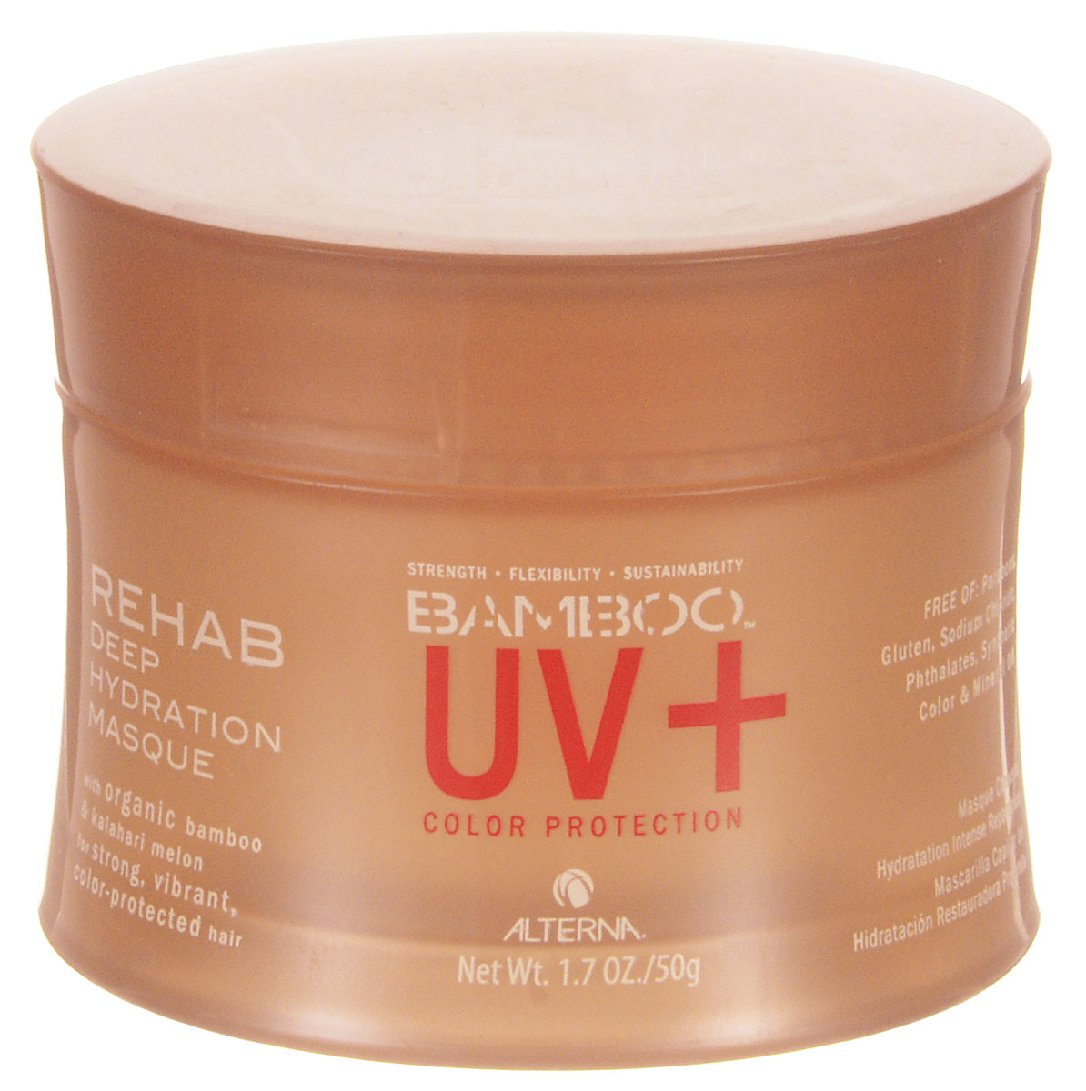 Alterna Восстанавливающая маска-уход за цветом Bamboo Color Care UV+ Rehab Deep Hydration Masque - 50 мл56009-3.I Alterna Восстанавливающая маска-уход за цветом Bamboo Color Care UV+ Rehab Deep Hydration Masque - 50 мл56009-3.IГлубоко увлажняющая маска для окрашенных волос с экстрактом бамбука Alterna Bamboo Color care UV Rehab Deep Hydration Masque совмещает в себе органический экстракт бамбука, который моментально усиливает внутреннюю силу и гибкость волос. Маска подходит для всех типов волос, но особенно рекомендуется для окрашенных волос. Ее можно использовать после процедуры по обычному выпрямлению волос, кератиновому выпрямлению волос и после перманентной завивки. Результат: Обеспечивает волосам защиту от ультрафиолетовых лучей спектра UVA/UVB. Маска повышает внутреннюю силу волос, делая их более сильными и здоровыми. Интенсивно питает структуру окрашенных и сухих волос. Создает для волос натуральный барьер, который защищает негативного воздействия окружающей среды. Повышает эластичность волос и придает оттенку окрашенных волос яркость и многомерное сияние. Предотвращает вымывание цвета в процессе ухода за волосами и сохраняет насыщенность оттенка.
