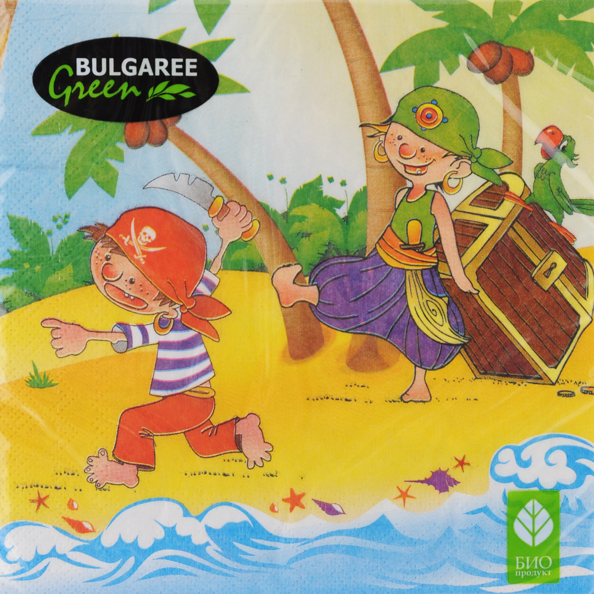 Салфетки бумажные Bulgaree Green Пираты, трехслойные, 33 х 33 см, 20 шт1003341 Салфетки бумажные Bulgaree Green Пираты, трехслойные, 33 х 33 см, 20 шт1003341Декоративные трехслойные салфетки Bulgaree Green Пираты выполнены из 100% целлюлозы европейского качества и оформлены ярким рисунком. Изделия станут отличным дополнением любого праздничного стола. Они отличаются необычной мягкостью, прочностью и оригинальностью. Размер салфеток в развернутом виде: 33 х 33 см.