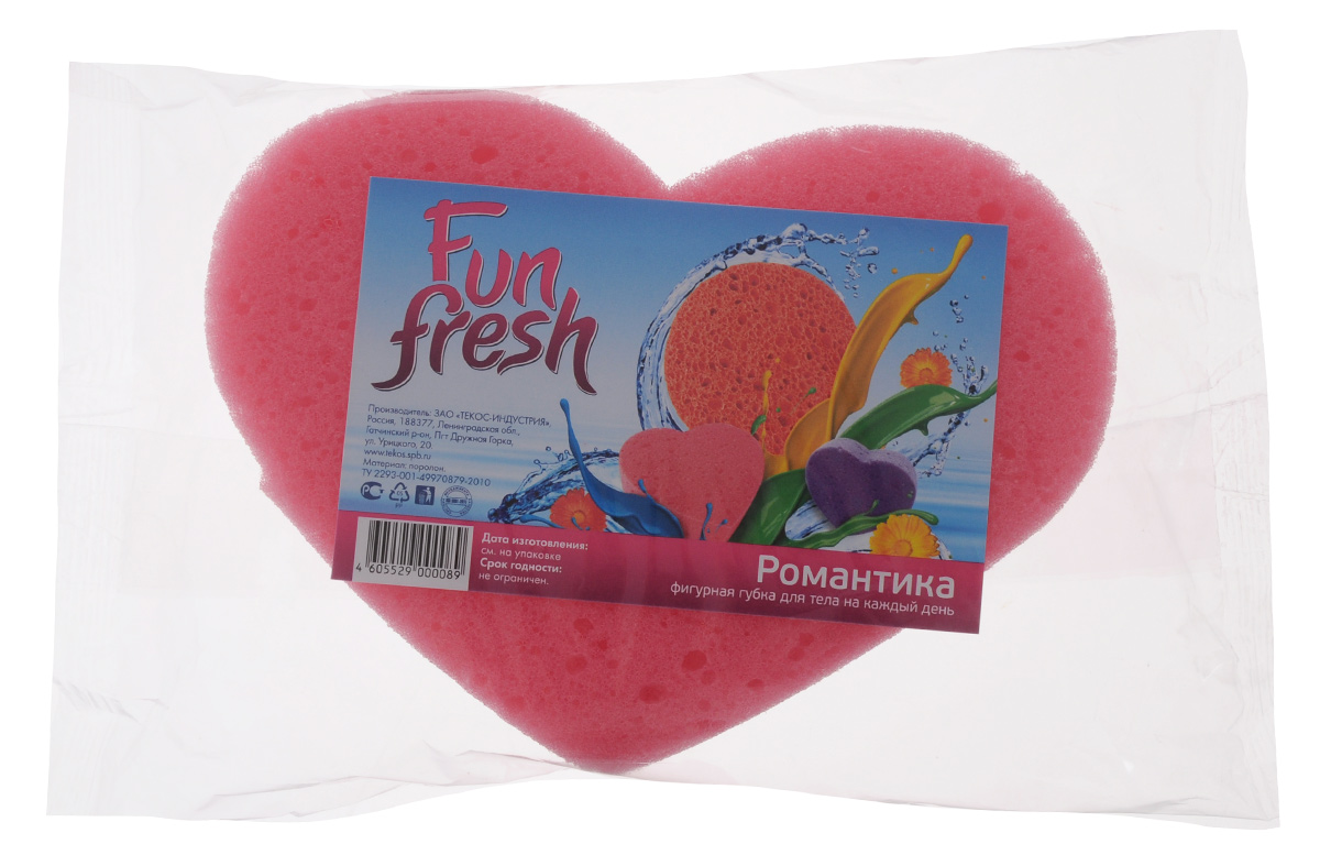 Губка для тела Fun Fresh Романтика, 16 х 11 х 4 см1. 3 Губка для тела Fun Fresh Романтика, 16 х 11 х 4 см1. 3Губка для тела Fun Fresh Романтика изготовлена из мягкого поролона. Идеально подходит для нежной, чувствительной кожи. Пористая структура губки создает воздушную пену даже при небольшом количестве геля для душа.