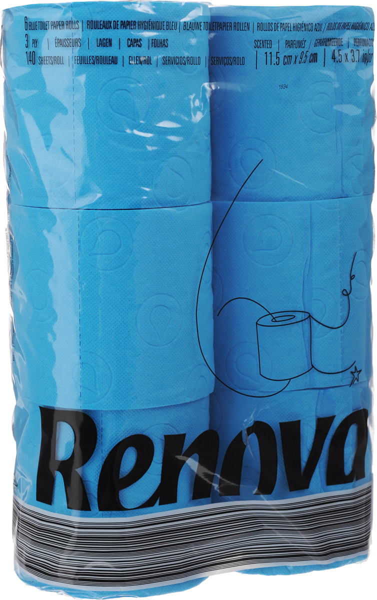 Туалетная бумага Renova Color, трехслойная, ароматизированная, цвет: синий, 6 рулонов11969 Туалетная бумага Renova Color, трехслойная, ароматизированная, цвет: синий, 6 рулонов11969Туалетная бумага Renova Color изготовлена по новейшей технологии из 100% ароматизированной целлюлозы с лосьоном, благодаря чему она имеет тонкий аромат, очень мягкая, нежная, но в тоже время прочная. Перфорация надежно скрепляет слои бумаги. Туалетная бумага Renova Color сочетает в себе простоту и оригинальность. Состав: 100% ароматизированная целлюлоза. Количество листов: 140 шт. Количество слоев: 3. Размер листа: 11,5 х 9,7 см. Количество рулонов: 6 шт.