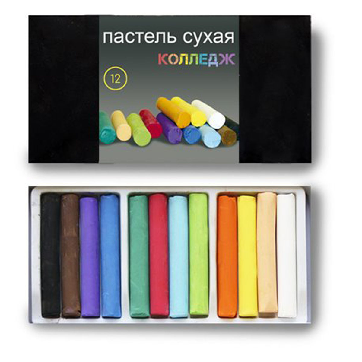 Пастель Черная речка, сухая, 12 цветовК-1181-012 Пастель Черная речка, сухая, 12 цветовК-1181-012Высокачественная сухая пастель для школьников, студентов. Для живописных и графических работ (предпочтительно использование на шероховатых, фактурных поверхностях), может использоваться в смешанных техниках, в декупаже, на модельных массах.. Рисунок пастелью не выгорает, не темнеет, не тускнеет, не трескается от времени, но требует защиты от прикосновений- с помощью лака-фиксатива и стекла. В комплекте 12 цветов.