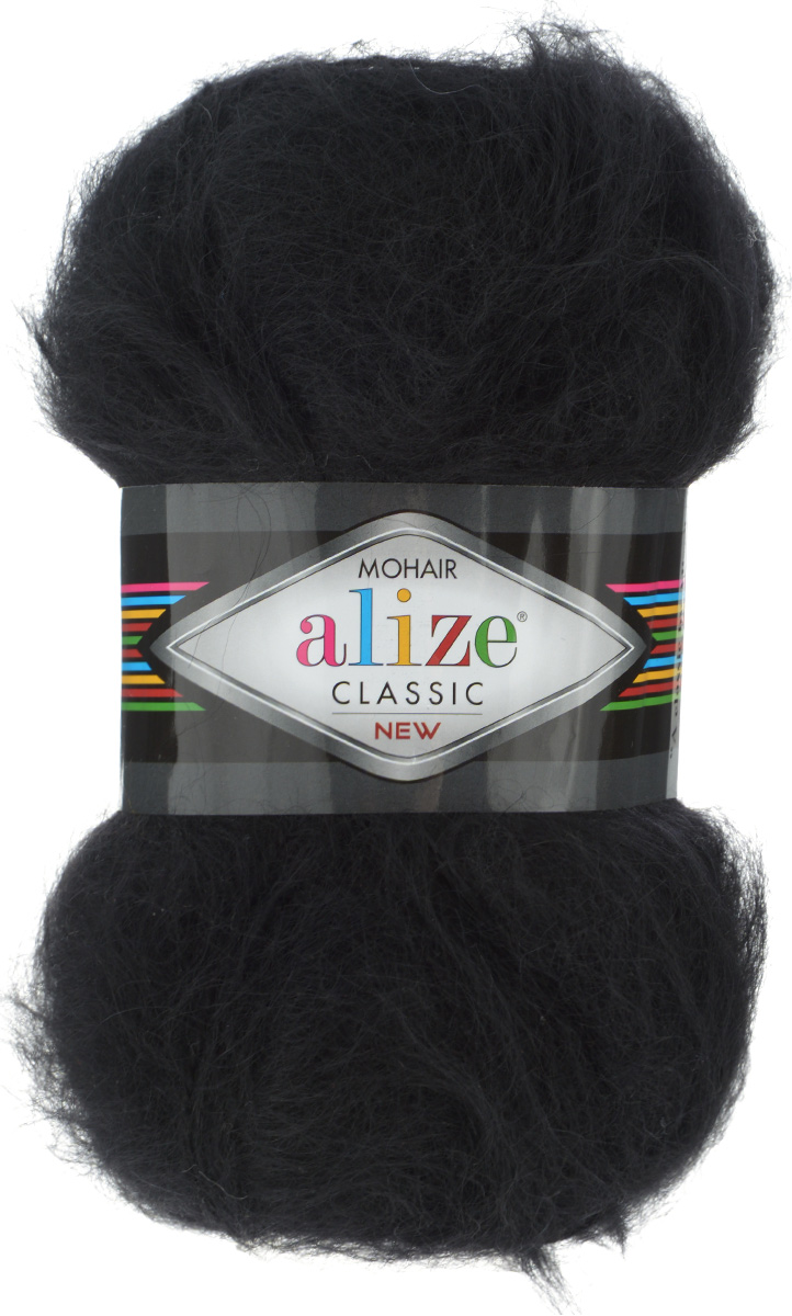 Пряжа для вязания Alize Mohair Classik New, цвет: черный (60), 200 м, 100 г, 5 шт582105_60 Пряжа для вязания Alize Mohair Classik New, цвет: черный (60), 200 м, 100 г, 5 шт582105_60Классическая мохеровая пряжа Alize Mohair Classik New для ручного вязания, тонкая, мягкая, деликатная нить, хорошо скрученная. Послушная нить, которая отлично подходит для опытных вязальщиц и для начинающих рукодельниц. Легкая и гибкая пряжа с акрилом, придающим готовым вещам практичность. Благодаря пушистому мохеру можно использовать самый простой узор и при этом изделие будет выглядеть великолепно. Высококачественная пряжа, равномерно окрашенная, не линяет. Мягкая, теплая нить прекрасно подходит для взрослой и детской зимней одежды. Пушистость пряжи в изделии без сложных узлов даже с ровной вязкой будет придавать одежде особый шарм. Состав: 25% мохер, 24% шерсть, 51% акрил. Рекомендованные спицы № 5-7, крючок № 2-4.