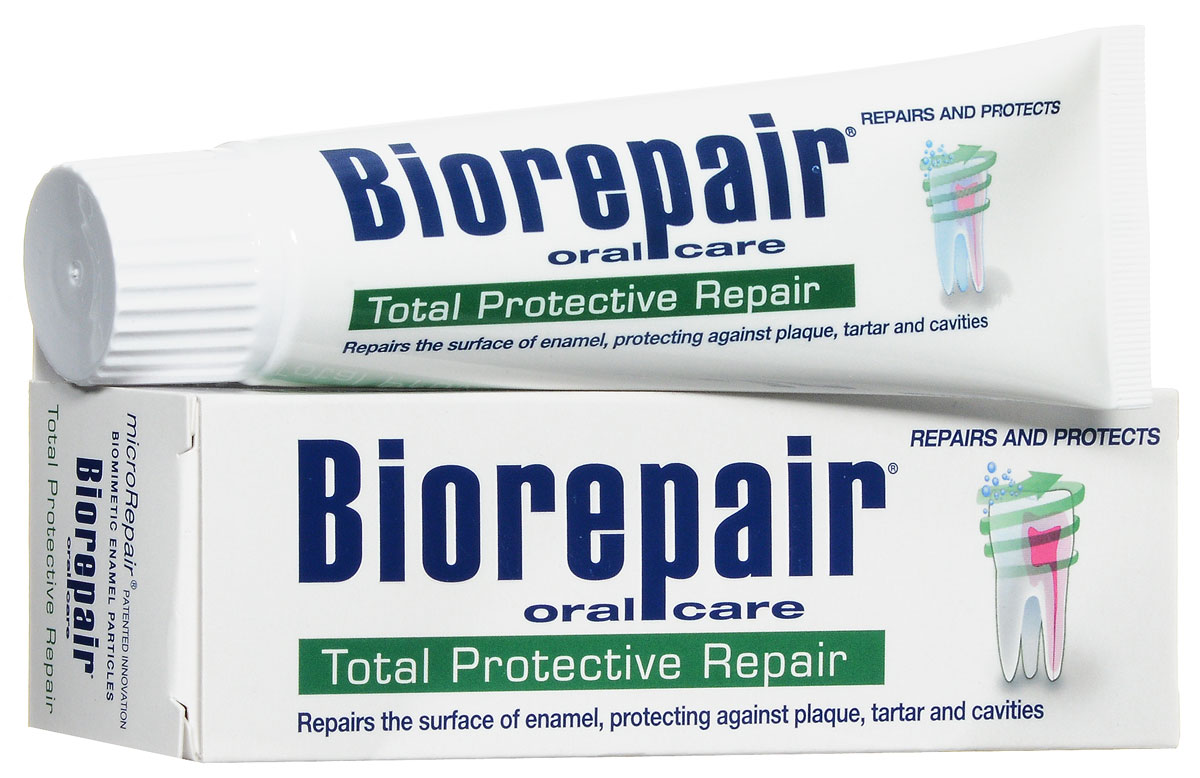 Biorepair Зубная паста для комплексной защиты полости рта Total Protection Plus, 75 млGA1014700 Biorepair Зубная паста для комплексной защиты полости рта Total Protection Plus, 75 млGA1014700Восстанавливает зубную эмаль с помощью microrepair. Устраняет зубной нале?т и предотвращает появление зубного камня