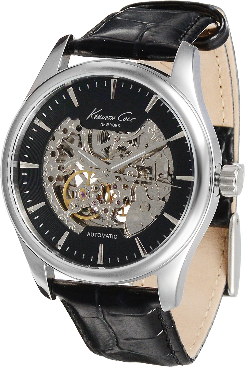Часы мужские наручные Kenneth Cole, цвет: черный, серебристый. 1002719910027199 Часы мужские наручные Kenneth Cole, цвет: черный, серебристый. 1002719910027199Наручные мужские часы Kenneth Cole произведены опытными специалистами из материалов самого высокого качества на базе новейших технологий. Они оснащены точным кварцевым механизмом. Корпус часов, изготовленный из нержавеющей стали, защищен минеральным стеклом. Ремешок с классической застежкой выполнен из натуральной кожи. Прозрачный циферблат с видимым глазу механизмом оснащен отметками, а также тремя стрелками - часовой, минутной и секундной. Часы укомплектованы в фирменную коробку с названием бренда.
