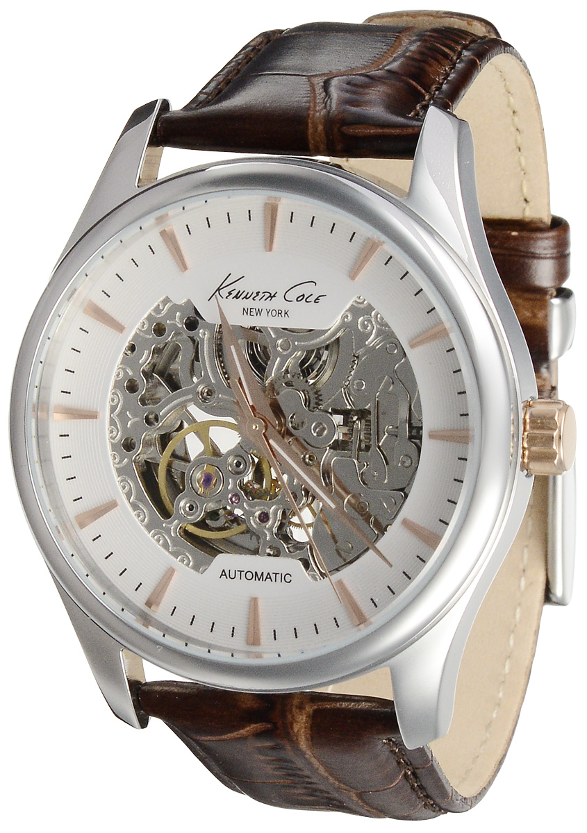 Часы мужские наручные Kenneth Cole, цвет: коричневый, серебристый. 1002719810027198 Часы мужские наручные Kenneth Cole, цвет: коричневый, серебристый. 1002719810027198Наручные мужские часы Kenneth Cole произведены опытными специалистами из материалов самого высокого качества на базе новейших технологий. Часы оснащены точным кварцевым механизмом. Корпус часов, изготовленный из нержавеющей стали, защищен минеральным стеклом. Ремешок с классической застежкой выполнен из лакированной натуральной кожи. Прозрачный циферблат с видимым глазу механизмом оснащен отметками, а также тремя стрелками - часовой, минутной и секундной. Часы укомплектованы в фирменную коробку с названием бренда.