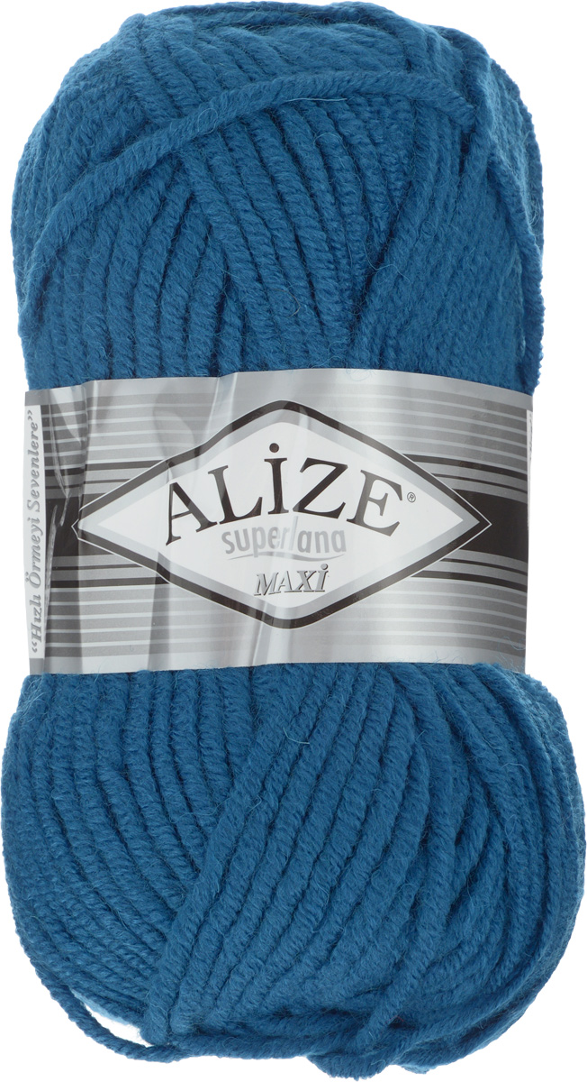 Пряжа для вязания Alize Superlana Maxi, цвет: темно-бирюзовый (155), 100 м, 100 г, 5 шт364131_155 Пряжа для вязания Alize Superlana Maxi, цвет: темно-бирюзовый (155), 100 м, 100 г, 5 шт364131_155Пряжа Alize Superlana Maxi обладает плотной скруткой (немного напоминает шнурок), при этом нить мягкая, чуть упругая. Благодаря составу и скрутке петли отлично ложатся одна к другой, вязаное полотно получается ровное и однородное. Пряжа с умеренным, недлинным ворсом, отлично ложится в узор и держит его. Мягкая, очень комфортная как для работы, так и для носки. В качестве моделей для вязки можно рекомендовать плотные вещи: пальто, осенние длинные кардиганы, пончо, болеро, мужские свитера. Рассчитана на любой уровень мастерства, но особенно понравится начинающим мастерицам - благодаря толстой нити пряжа Alize Superlana Maxi позволяет быстро связать простую вещь. Структура и состав пряжи максимально комфортны для вязания. Рекомендуемый размер спиц: № 8-10 мм. Состав: 75% акрил, 25% шерсть.