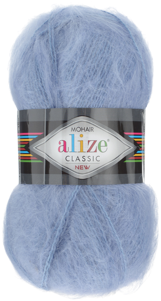 Пряжа для вязания Alize Mohair Classik New, цвет: светло-синий (40), 200 м, 100 г, 5 шт582105_40 Пряжа для вязания Alize Mohair Classik New, цвет: светло-синий (40), 200 м, 100 г, 5 шт582105_40Пряжа Alize Mohair Classik New, выполненная из мохера и акрила, тонкая, мягкая, деликатная нить, хорошо скрученная. Отлично подходит для опытных вязальщиц и для начинающих рукодельниц. Легкая и гибкая пряжа для вязания придает готовым вещам практичность. Высококачественная пряжа равномерно окрашена и не линяет. Прекрасно подходит для взрослой и детской зимней одежды. Состав: 25% мохер, 24% шерсть, 51% акрил. Рекомендованные спицы № 5-7, крючок № 2-4.