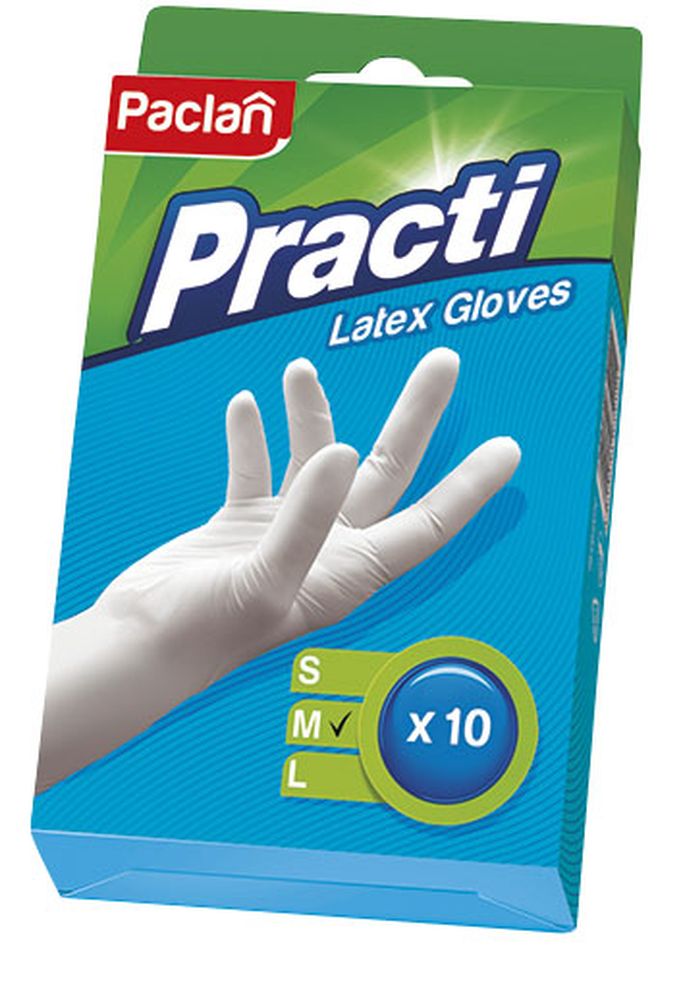 Перчатки латексные Paclan, 10 шт. Размер M407231/135740/351113/407105 Перчатки латексные Paclan, 10 шт. Размер M407231/135740/351113/407105Перчатки из латекса многофункциональны. Они могут стать незаменимым помощником при ремонте и уборке помещений, при стирке и даже при окраске волос.