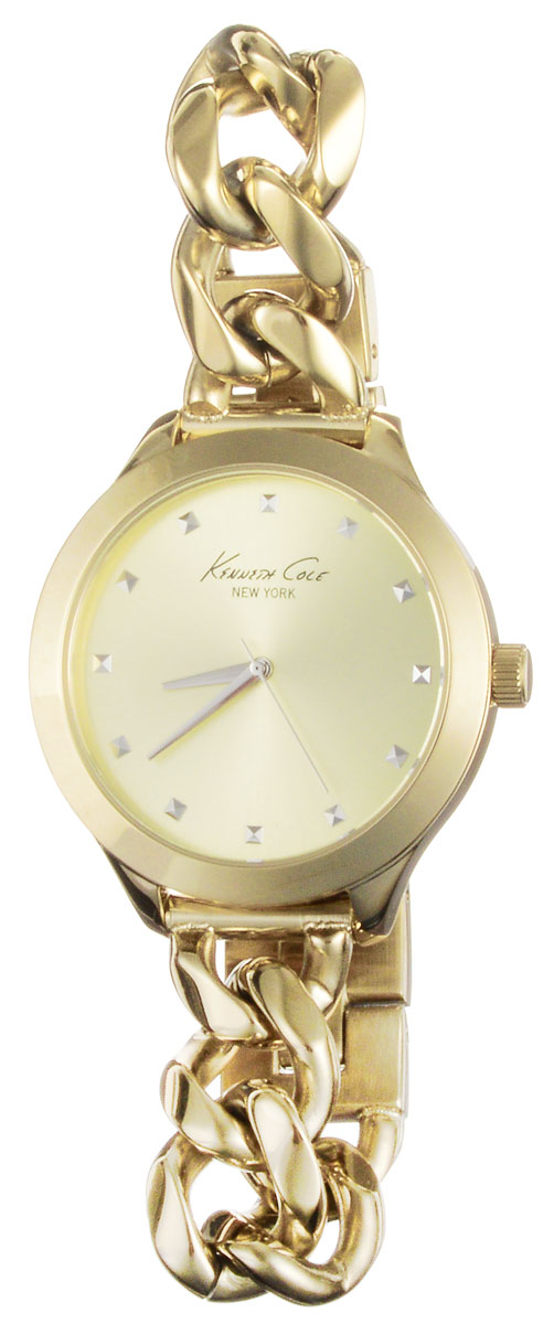 Часы женские наручные Kenneth Cole, цвет: золотистый. 1002734810027348 Часы женские наручные Kenneth Cole, цвет: золотистый. 1002734810027348Изящные наручные часы Kenneth Cole произведены опытными специалистами из материалов самого высокого качества на базе новейших технологий. Они оснащены точным кварцевым механизмом. Корпус выполнен из нержавеющей стали и защищен минеральным стеклом. Браслет из нержавеющей стали имеет складной замок. Циферблат круглой формы оснащен отметками, а также имеет три стрелки - часовую, минутную и секундную. Изделие укомплектовано в фирменную коробку с названием бренда. Стильные часы подчеркнут изящество женской руки и отменное чувство стиля их обладательницы.
