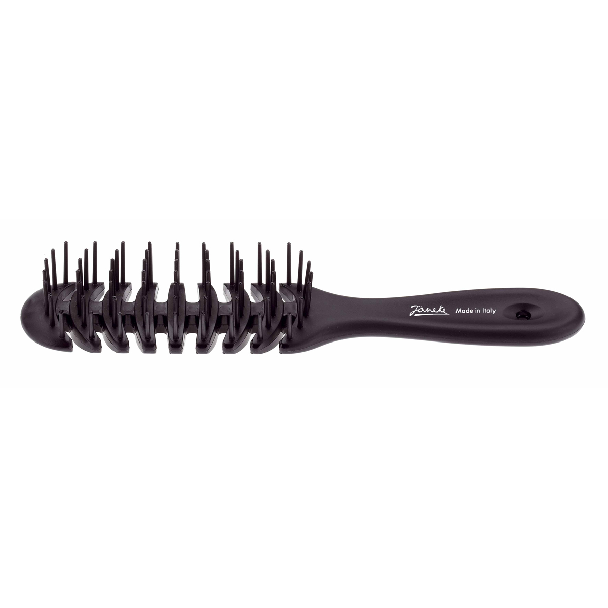 Janeke Щетка для укладки, SP108 NER772293 Janeke Щетка для укладки, SP108 NER772293Марка Janeke – мировой лидер по производству расчесок, щеток, маникюрных принадлежностей, зеркал и косметичек. Марка Janeke, основанная в 1830 году, вот уже почти 180 лет поддерживает непревзойденное качество своей продукции, сочетая новейшие технологии с традициями старых миланских мастеров. Все изделия на 80% производятся вручную, а инновационные технологии и современные материалы делают продукцию марки поистине уникальной. Стильный и эргономичный дизайн, яркие цветовые решения – все это приносит истинное удовольствие от использования аксессуаров Janeke. Пластиковая линия из высококачественного сырья, большое разнообразие моделей и цветов, кончик расчески специально закруглен, чтобы предотвратить разрыв волоса