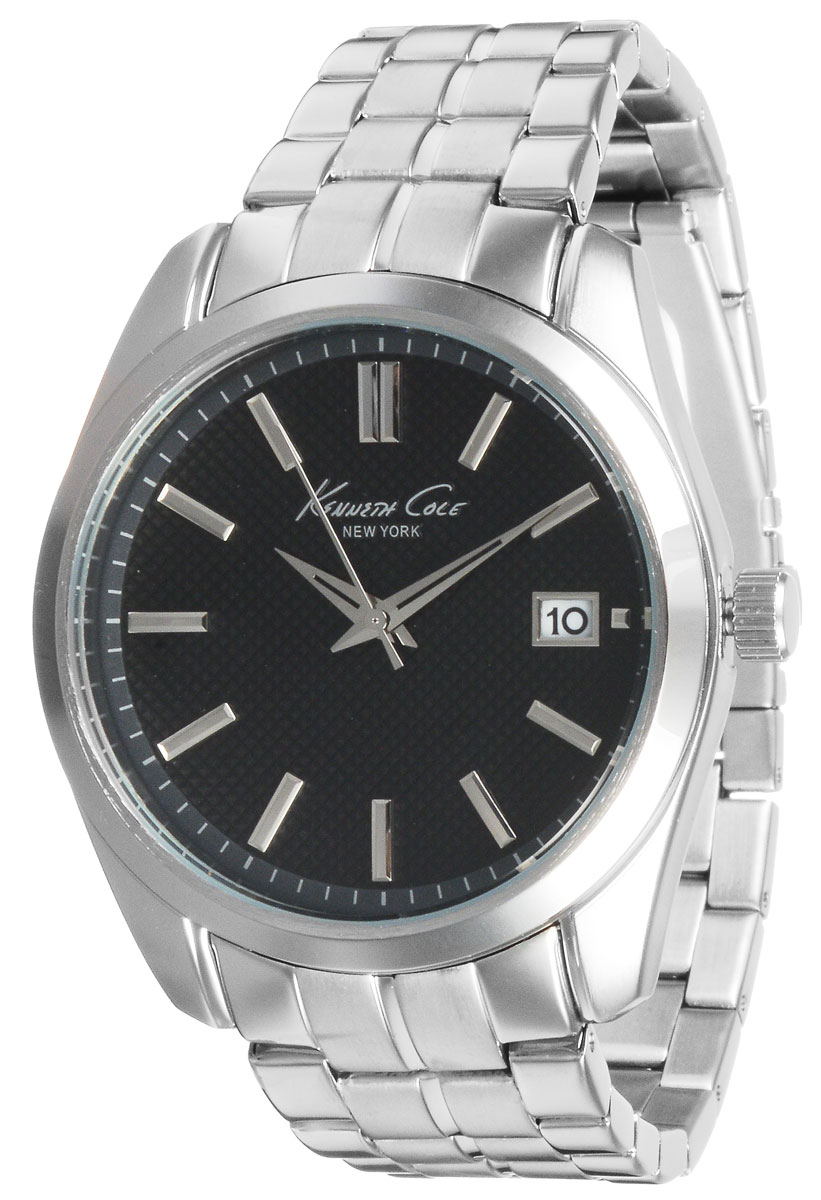 Часы мужские наручные Kenneth Cole, цвет: серебристый. 1002435610024356 Часы мужские наручные Kenneth Cole, цвет: серебристый. 1002435610024356Наручные мужские часы Kenneth Cole произведены опытными специалистами из материалов самого высокого качества на базе новейших технологий. Они оснащены точным кварцевым механизмом. Корпус и браслет выполнены из нержавеющей стали. Корпус часов защищен минеральным стеклом. Браслет имеет специальную застежку клипсу. Циферблат круглой формы оснащен отметками, а также тремя стрелками - часовой, минутной и секундной. Имеется дополнительная функция - индикатор даты. Часы укомплектованы в фирменную коробку с названием бренда.