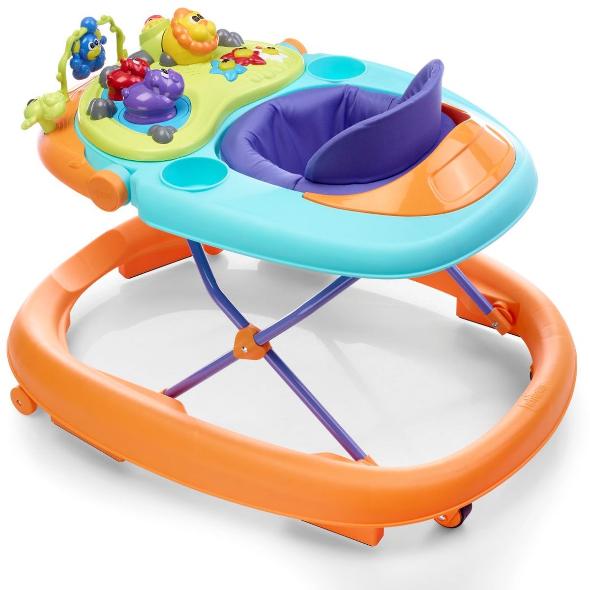 Chicco Ходунки Walky Talky цвет оранжевый07079540980000 Chicco Ходунки Walky Talky цвет оранжевый07079540980000Высота ходунков Chicco может быть отрегулирована по мере роста ребенка. Ходунки оснащены панелью для игр, которая помогает развивать зрительные и слуховые навыки ребенка, а также координацию рук. Они оснащены двумя задними колесами, двумя передними поворотными колесами, а также шестью нескользящими тормозами, соответствующими применимым европейским нормам безопасности и предохраняющими от случайных падений с лестниц.
