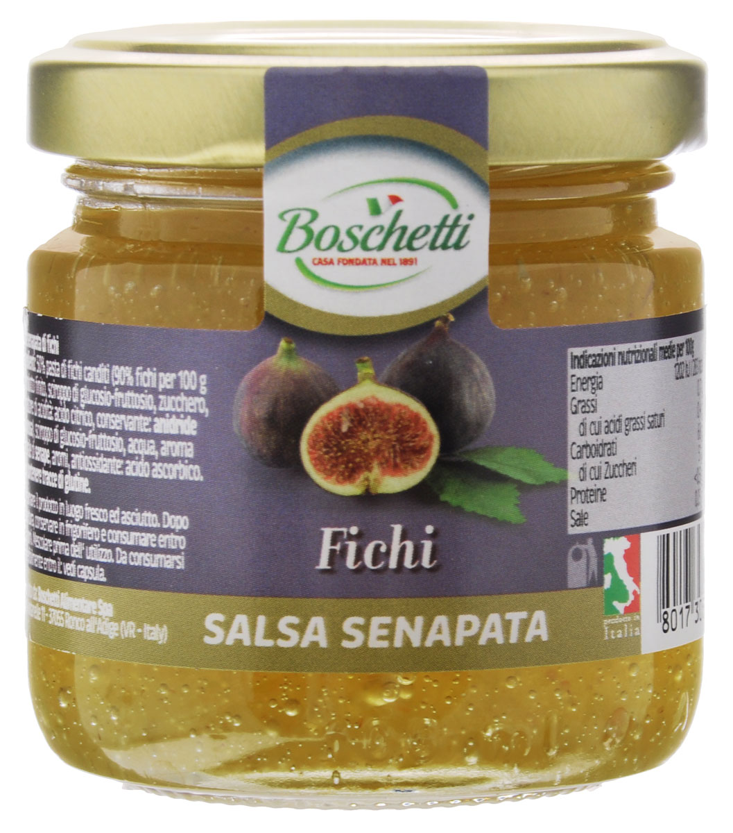 Boschetti Fichi соус сальса, 120 гSP#6435AY Boschetti Fichi соус сальса, 120 гSP#6435AYВ основе горчичного соуса Boschetti Fichi лежат горчица и фрукты, подобранные итальянскими кулинарами в нужных пропорциях. Соус имеет в своем составе глюкозный сироп, в результате чего он приобрел мягкую кремовую консистенцию. Уникальное сочетание инжира и горчицы волею итальянских мастеров дает неповторимый вкус. Вкусовая гамма Boschetti наполнена итальянским солнцем и дивным ароматом. Соус может стать основой для множества рецептов. Кроме того, его можно использовать как дополнение к уже готовому блюду. Более всего Boschetti оригинально смотрится на сэндвиче или тартинке. С ним даже обычная утренняя яичница станет деликатесом, а традиционное утреннее чаепитие превратится в полноценный и вкусный завтрак. Состав: паста инжирная с сахаром 50% (90% инжира на 100 г готового продукта: сироп глюкозы- фруктозы, сахар, регулятор кислотности (лимонная кислота), консервант (ангидрид), сироп глюкозы-фруктозы, вода, натуральный ...