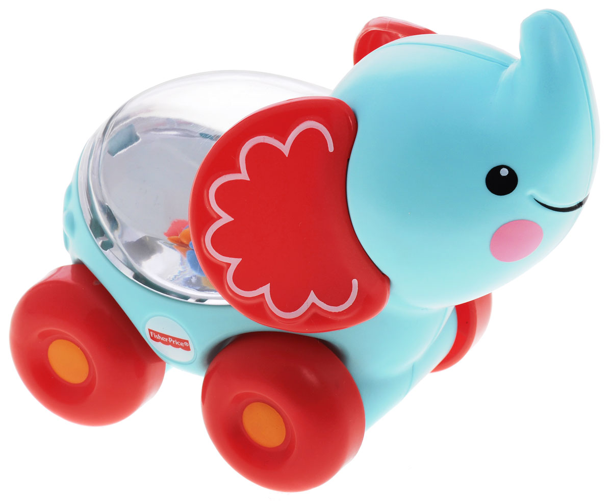 Fisher Price Развивающая игрушка Слоник с прыгающими шарикамиBGX29_CMV98 Fisher Price Развивающая игрушка Слоник с прыгающими шарикамиBGX29_CMV98Развивающая игрушка Fisher Price Слоник с прыгающими шариками надолго займет внимание вашего малыша. Игрушка выполнена из безопасного пластика бирюзового цвета в виде забавного слоника на четырех колесиках и предназначена для детей возрастом 6 до 36 месяцев. Внутри игрушки под прозрачным окошком находятся красочные шарики, которые весело прыгают в то время, когда ребенок толкает слона вперед или назад. Размер игрушки идеален для захвата детской ручкой. Игрушка развивает общую моторику, любознательность и тягу к новым открытиям, сенсорные навыки.