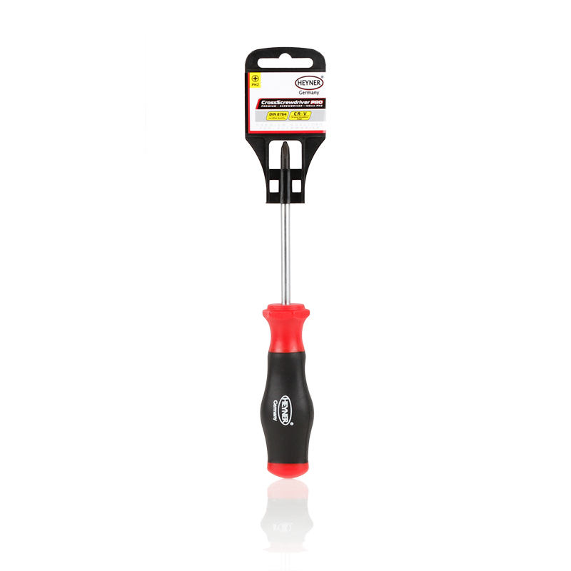 Отвертка крестовая Pro Heyner, PH2 100mm351210 Отвертка крестовая Pro Heyner, PH2 100mm351210Отвертка крестовая PH2 100mm. Эргономичная противопроскальзывающая рукоятка. 6-ти гранная передняя часть рукоятки для предотвращения скатывания. Хром-ванадиевая качественная сталь.