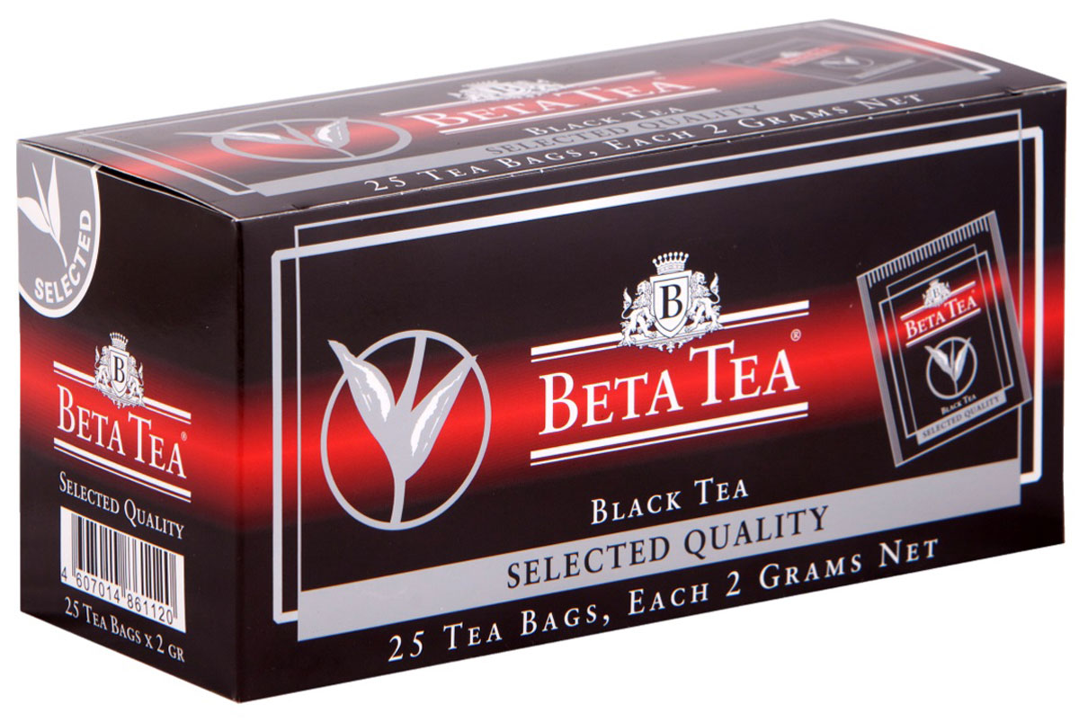 Beta Tea Отборное качество черный чай в пакетиках, 25 шт4607014861120 Beta Tea Отборное качество черный чай в пакетиках, 25 шт4607014861120Этот сорт чая поставляют лучшие чайные плантации Шри-Ланки. Любители крепкого чая с терпким вкусом по достоинству оценят Beta Tea Отборное качество.