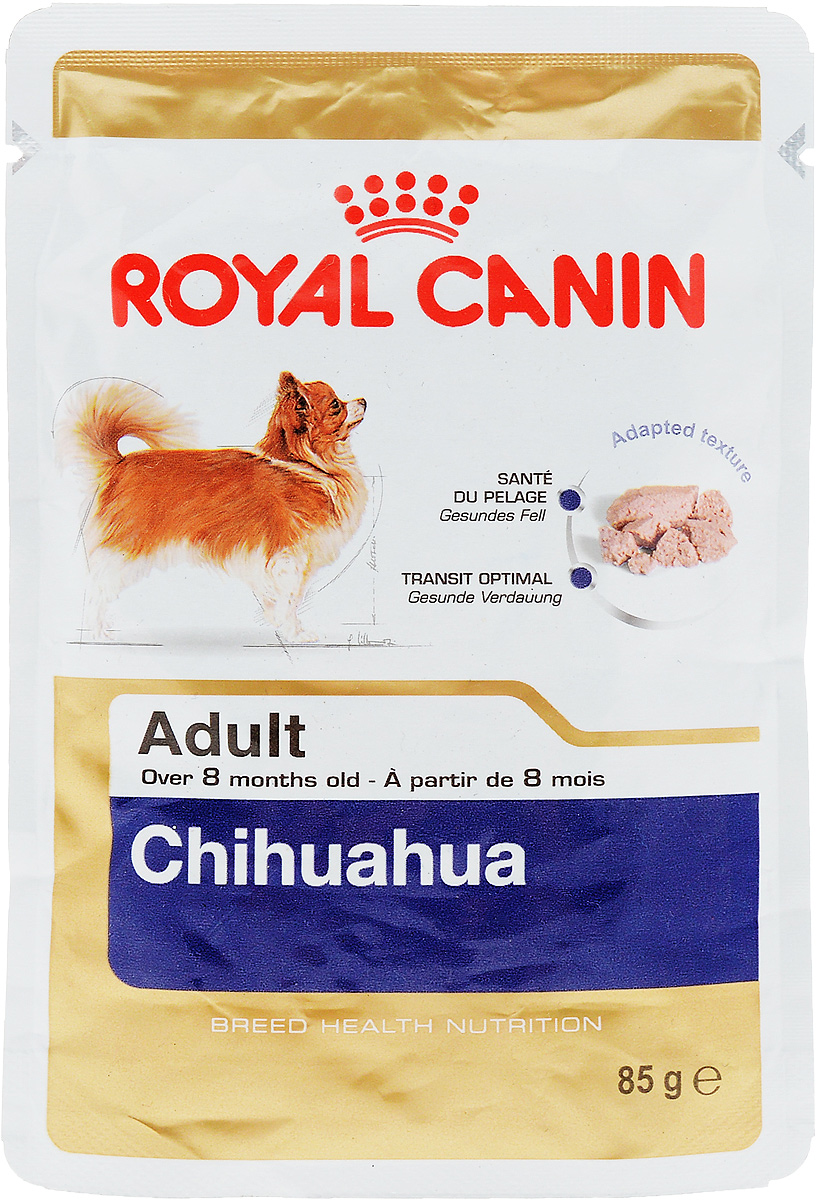 Консервы Royal Canin Chihuahua Adult, для собак породы чихуахуа в возрасте старше 8 месяцев, паштет, 85 г60619 Консервы Royal Canin Chihuahua Adult, для собак породы чихуахуа в возрасте старше 8 месяцев, паштет, 85 г60619Консервы Royal Canin Chihuahua Adult специально созданы для собак чихуахуа в возрасте старше 8 месяцев. Высокая вкусовая привлекательность. Стимулирует аппетит даже у самых разборчивых чихуахуа, благодаря отборным натуральным ароматизаторам и специальной адаптированной текстурой. Оптимальная работа пищеварительной системы. Корм способствует поддержанию здоровья пищеварительной системы. Здоровье кожи и шерсти. Продукт содержит питательные вещества, которые помогают поддерживать идеальное состояние кожи и шерсти. Состав: мясо и мясные субпродукты, злаки, субпродукты растительного происхождения, масла и жиры, минеральные вещества, углеводы. Добавки (в 1 кг): Витамин D3: 179 ME, Железо: 27 мг, Йод: 0,16 мг, Марганец: 8,4 мг, Цинк: 84 мг. Товар сертифицирован.