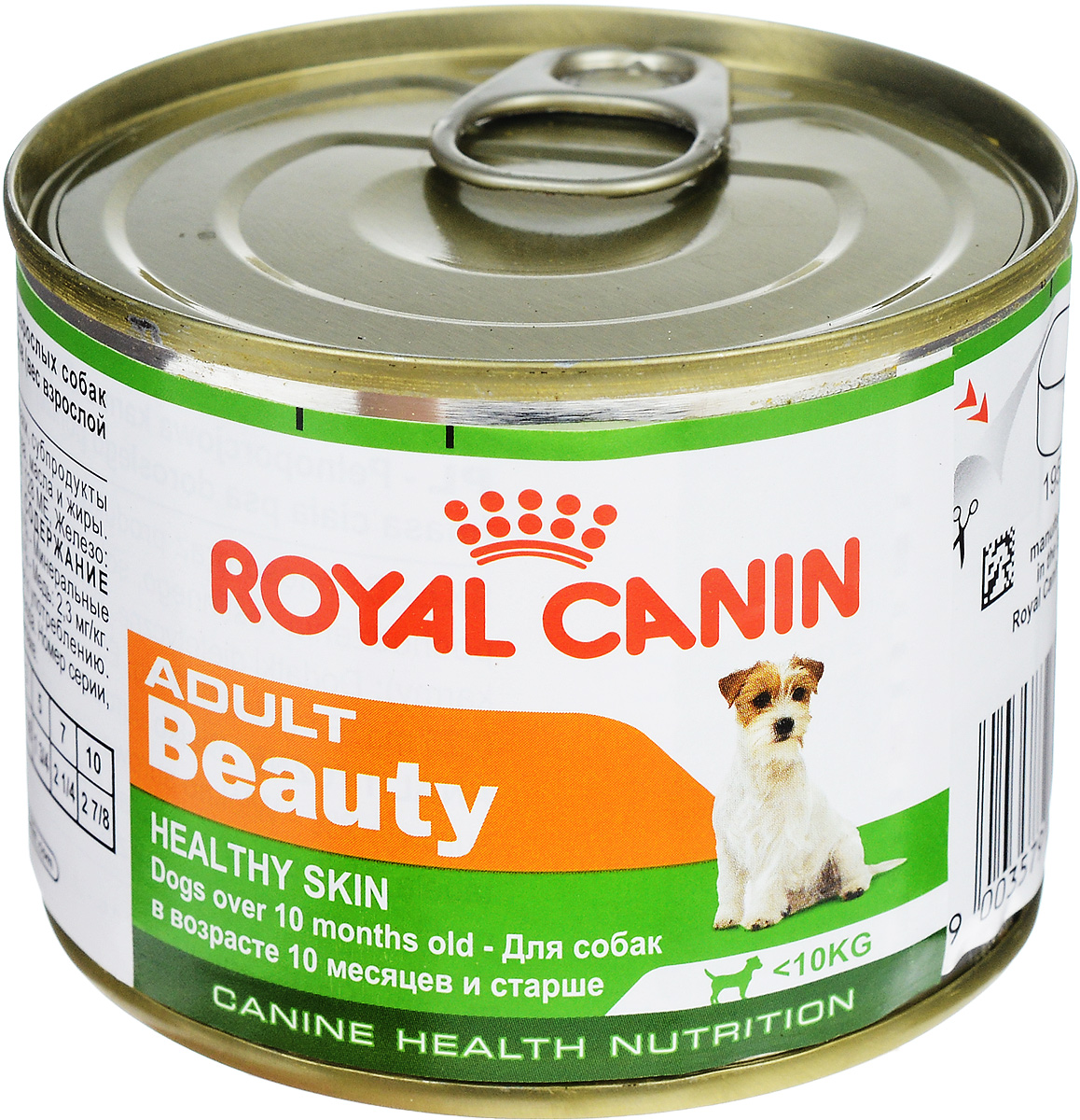 Консервы Royal Canin Adult Beauty, для собак в возрасте 10 месяцев и старше, 195 г49335 Консервы Royal Canin Adult Beauty, для собак в возрасте 10 месяцев и старше, 195 г49335Консервы Royal Canin Adult Beauty создан специально для взрослых собак с 10 месяцев и старше, весом до 10 кг. Предназначен для поддержания здоровья шерсти и кожи. Формула Beauty обогащена жирными кислотами и содержит специальный защитный комплекс. Состав: мясо и мясные субпродукты, злаки, субпродукты растительного происхождения, минеральные вещества, масла и жиры. Гарантированный анализ: белки - 9,6 %, жиры - 6,4 %, минеральные вещества - 2 %, клетчатка пищевая - 2 %, влажность - 74 %, медь - 2,3 мг/кг. Добавки (в 1 кг): витамин D3: 128 ME, железо - 15 мг, йод - 0,25 мг, марганец - 4,4 мг, цинк - 43 мг. Товар сертифицирован.