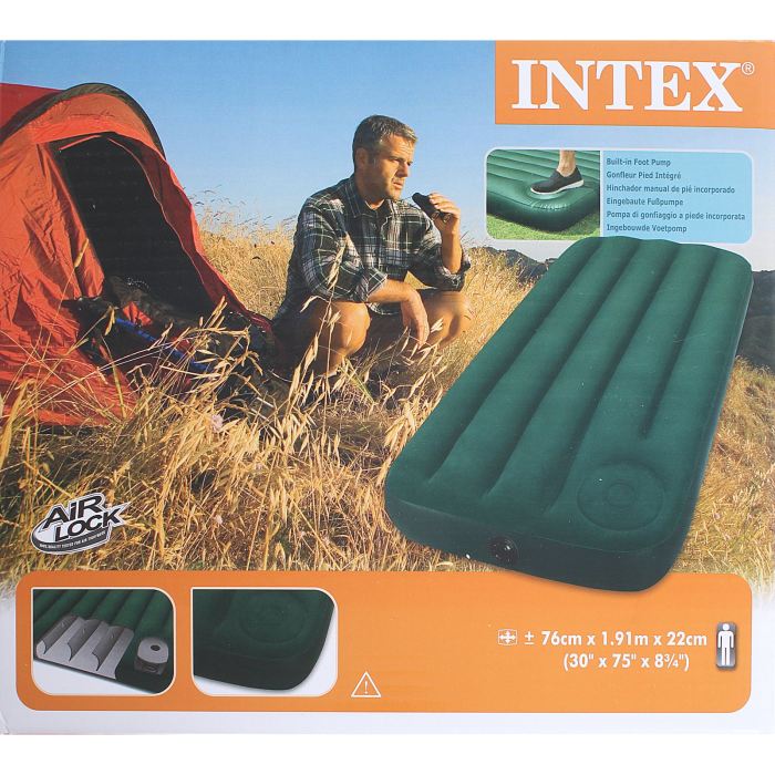 Матрас надувной Intex Downy Jr. Twin 76х191х22, цвет: зеленый. 66950549095 Матрас надувной Intex Downy Jr. Twin 76х191х22, цвет: зеленый. 66950549095Матрас оснащен встроенным ножным насосом. Все что вам нужно - поставить палатку, разложить матрас и накачать его легким нажатием ноги.Осталось только лечь сладко спать, ведь вы теперь не будете чувствовать спиной каждый камушек, холмик или шишечку. Размер данного матраса идеально подойдет для мужчин, девушек или подростков. Матрас надувной Downy Jr. Twin 76х191х22, см с встр. ножн. насосом