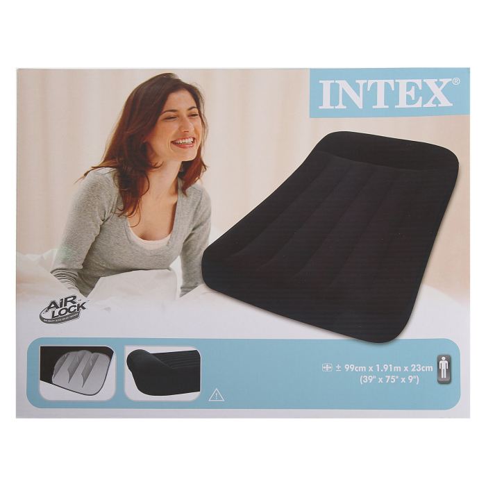 Кровать надувная Intex Pillow Rest Classic 99х191х23 см, цвет: черный. 66767557131 Кровать надувная Intex Pillow Rest Classic 99х191х23 см, цвет: черный. 66767557131У каждого человека есть любимые занятие, увлечения или хобби. У многих они связаны со спортом и туризмом, кто-то любит проводить время более умиротворенно, например, за настольными играми. Кровать надувная Pillow Rest Classic с подголовником может стать отличным подарком для друзей и близких, который вы можете купить оптом у нас по выгодной цене. Кровать надувная Pillow Rest Classic с подголовником 99х191х23 см 66767