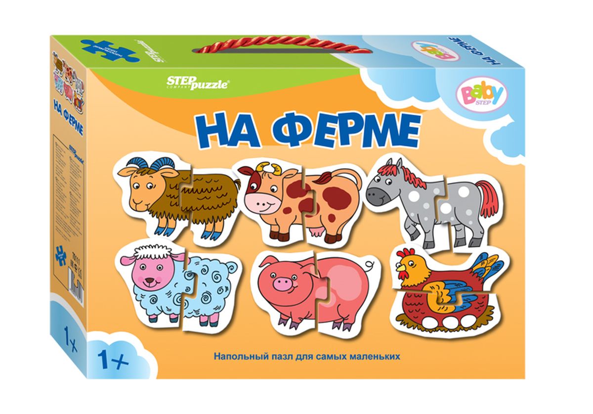 Step Puzzle Напольный пазл Мозаика На ферме70111 Step Puzzle Напольный пазл Мозаика На ферме70111Напольный пазл-увлекательная и познавательная игра для малышей. Развивают координацию общих движений, сенсорные навыки, внимание и ассоциативное мышление.