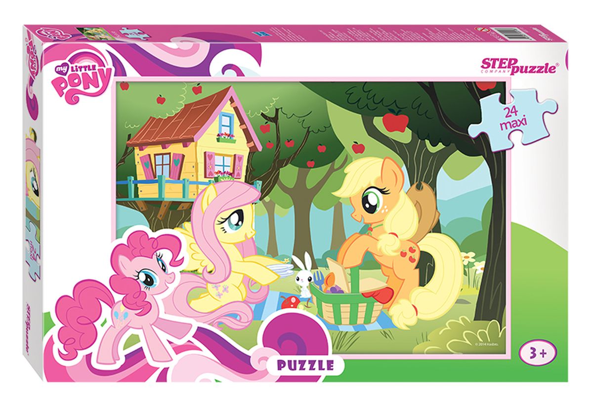 Step Puzzle Мозаика maxi Мой маленький пони90016 Step Puzzle Мозаика maxi Мой маленький пони90016Знаменитые маленькие пони Hasbro приглашают в свой волшебный мир. Собирайте пазлы и участвуйте в сказочных приключениях вместе c очаровательными пони Сумеречной Искоркой, Радугой Дэш, Рарити, Флаттершай, Пинки Пай, Эпплджек.
