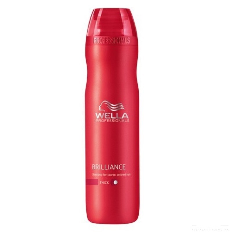 Wella Шампунь Brilliance Line для окрашенных жестких волос, 250 мл115685 Wella Шампунь Brilliance Line для окрашенных жестких волос, 250 мл115685Для придания мягкости и сияющего блеска окрашенным жестким волосам, а также для защиты цвета от вымывания используйте Шампунь Wella линии Brilliance Professionals для окрашенных жестких волос. Средство имеет в своем составе бриллиантовую пыльцу, которая придает волосам мягкость и шелковистость. Благодаря уникальной формуле, надолго сохраняется стойкость цвета. За счет воздушной кремовой текстуры шампунь легко распределяется по волосам, обволакивает и защищает каждый волос, делает их более гладкими и мягкими. Результат использования: шампунь придает вашим локонам мягкость и сияющую яркость цвета, делает их более блестящими и послушными.