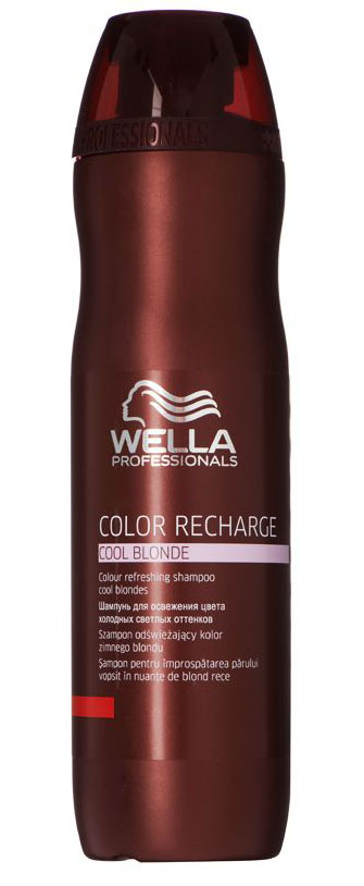 Wella Шампунь для освежения цвета Color Recharge светлых оттенков, 250 мл252519 Wella Шампунь для освежения цвета Color Recharge светлых оттенков, 250 мл252519Шампунь для освежения цвета светлых оттенков Color Recharge предохраняет светлые окрашенные волосы от пожелтения. Компоненты, которые входят в состав средства, обеспечивают мягкое очищение и сохранение цвета. Профессионалы рекомендуют использовать шампунь Color Recharge после окрашивания краской Wella Professionals или Brilliance.