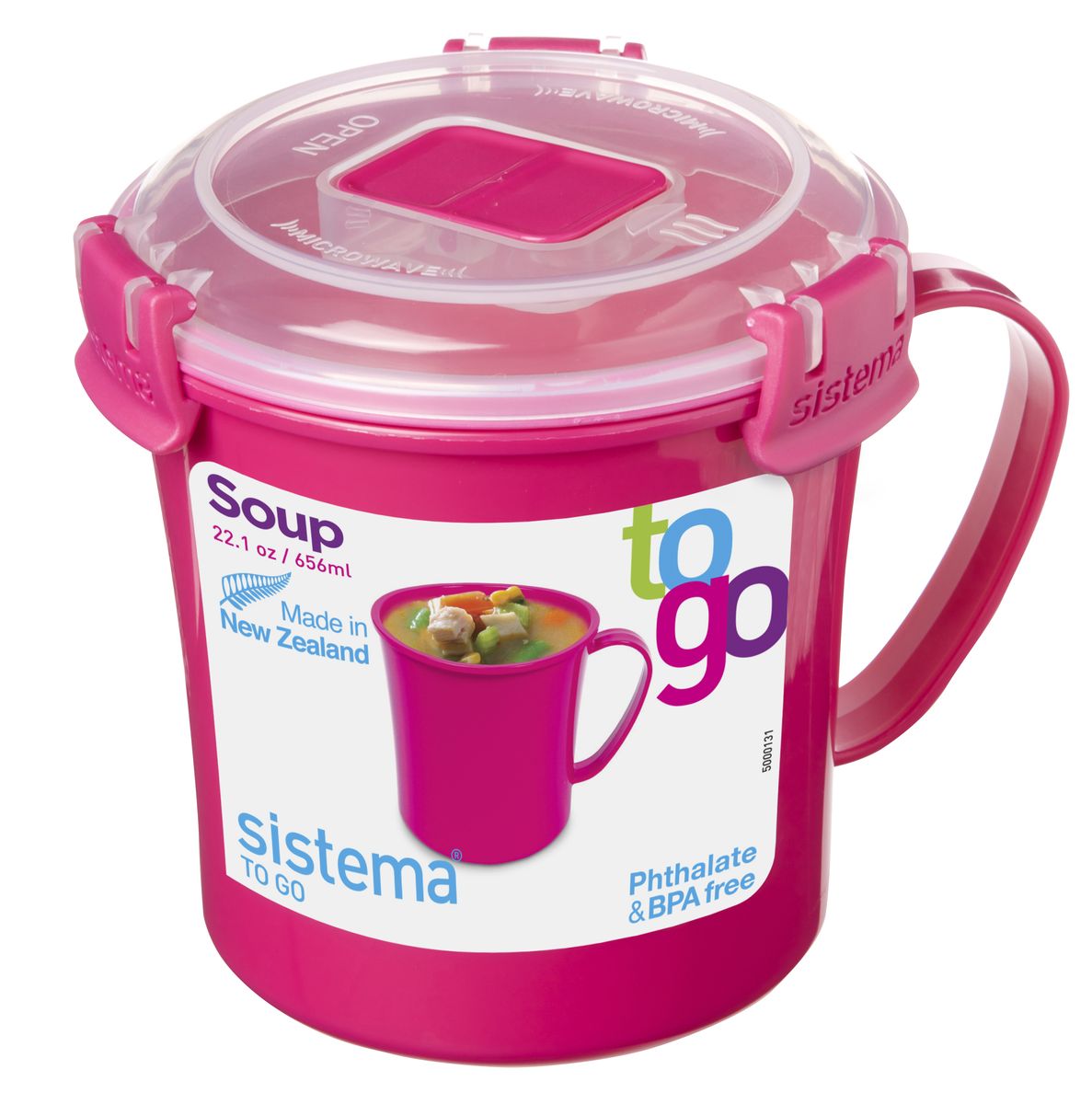 Кружка суповая Sistema TO-GO, цвет: малиновый, 656 мл21107_малиновый Кружка суповая Sistema TO-GO, цвет: малиновый, 656 мл21107_малиновыйКружка суповая Sistema TO-GO создана для людей ведущих активный образ жизни. Кружка, с надежной защитой от протечек, позволит взять с собой горячий суп на пикник, в офис или в поездку. На крышке имеется силиконовая прокладка, который способствует герметичному закрыванию. Контейнер надежно закрывается клипсами, которые при необходимости можно заменить. Можно мыть в посудомоечной машине.