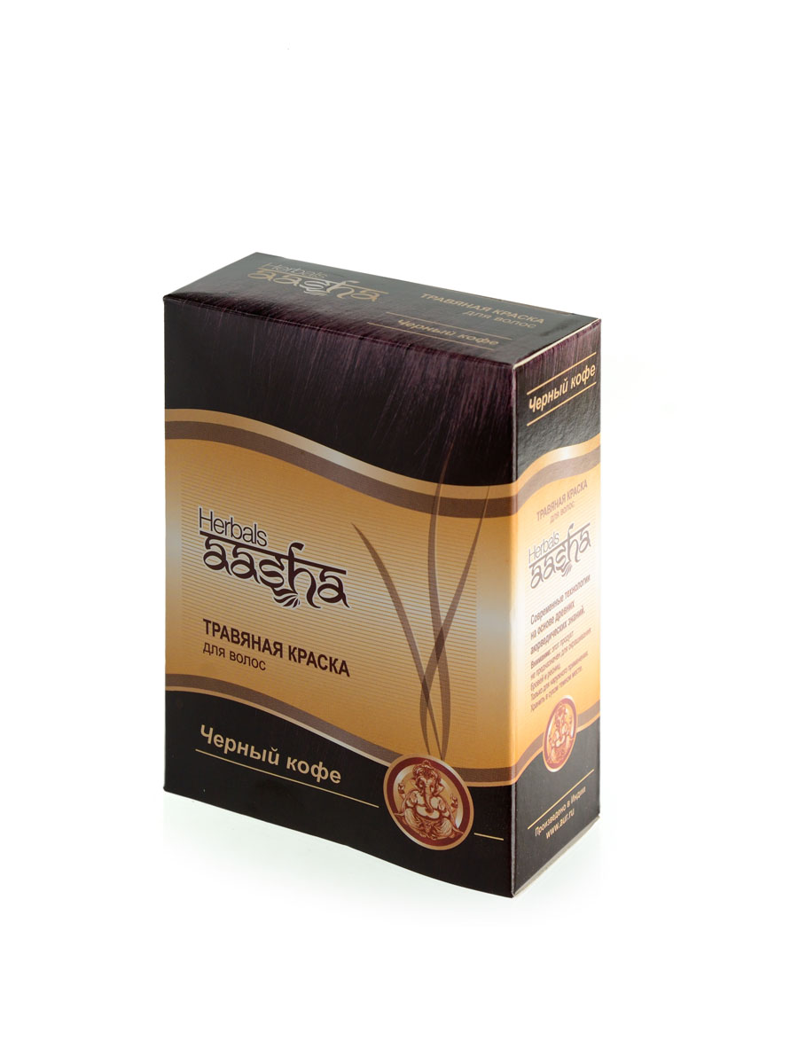 Aasha Herbals Травяная краска для волос Черный Кофе, 6х 10 г84102800430 Aasha Herbals Травяная краска для волос Черный Кофе, 6х 10 г84102800430Композиция индийской хны и растительных экстрактов окрашивает волосы в насыщенный черный цвет с коричневым отливом, делает волосы мягкими и послушными, придает им дополнительный объем и здоровый вид. Защищает волосы, закрашивает седину при степени до 30%