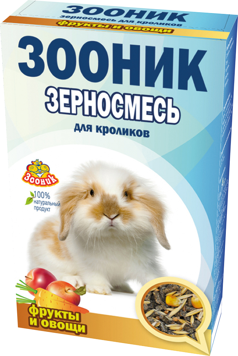 Корм Зооник Стандарт, для кроликов, с фруктами и овощами, 400 г4007 Корм Зооник Стандарт, для кроликов, с фруктами и овощами, 400 г4007Корм Зооник Стандарт С Фруктами и овощами - полноценный ежедневный корм для декоративных кроликов, состоящий из отборных зерновых культур с добавлением фруктов и овощей, содержит все важнейшие вещества, богат витаминами и минералами для полноценного здоровья вашего питомца.