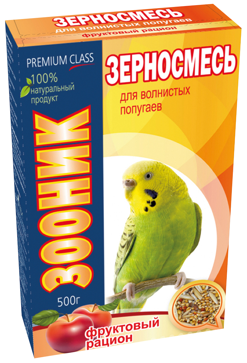 Корм для волнистых попугаев Зооник Премиум. Фруктовый рацион, 500 г4010 Корм для волнистых попугаев Зооник Премиум. Фруктовый рацион, 500 г4010Корм для волнистых попугаев Зооник Премиум. Фруктовый рацион - сбалансированный полнорационный высококачественный корм для волнистых попугаев. Оптимальный баланс веществ поддерживает организм птицы в здоровом состоянии, дарит энергию и активность. Корм содержит все необходимые компоненты для здоровой жизнедеятельности. Овощи и фрукты в составе корма значительно разнообразят рацион вашего питомца. Состав: просо желтое, просо красное, овсянка, канареечное семя, лен, подсолнечник, овес, конопляное семя, рапс, морковь сушеная, яблоки сушеные, сафлор. Анализ: белки - не менее 13%, углеводы - не менее 20%, жиры- не более 8%, клетчатка - не более 10%, влажность - не более 10%. Товар сертифицирован.